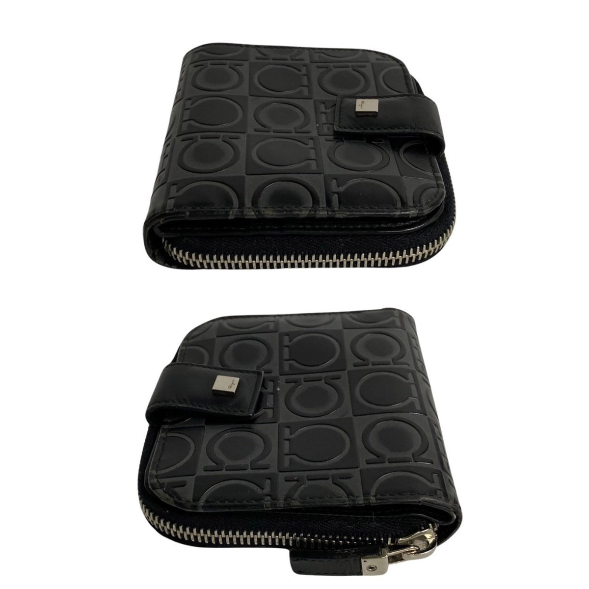 Salvatore Ferragamo Black Gray Leather Wallet (Bi-Fold) (Pre-Owned)