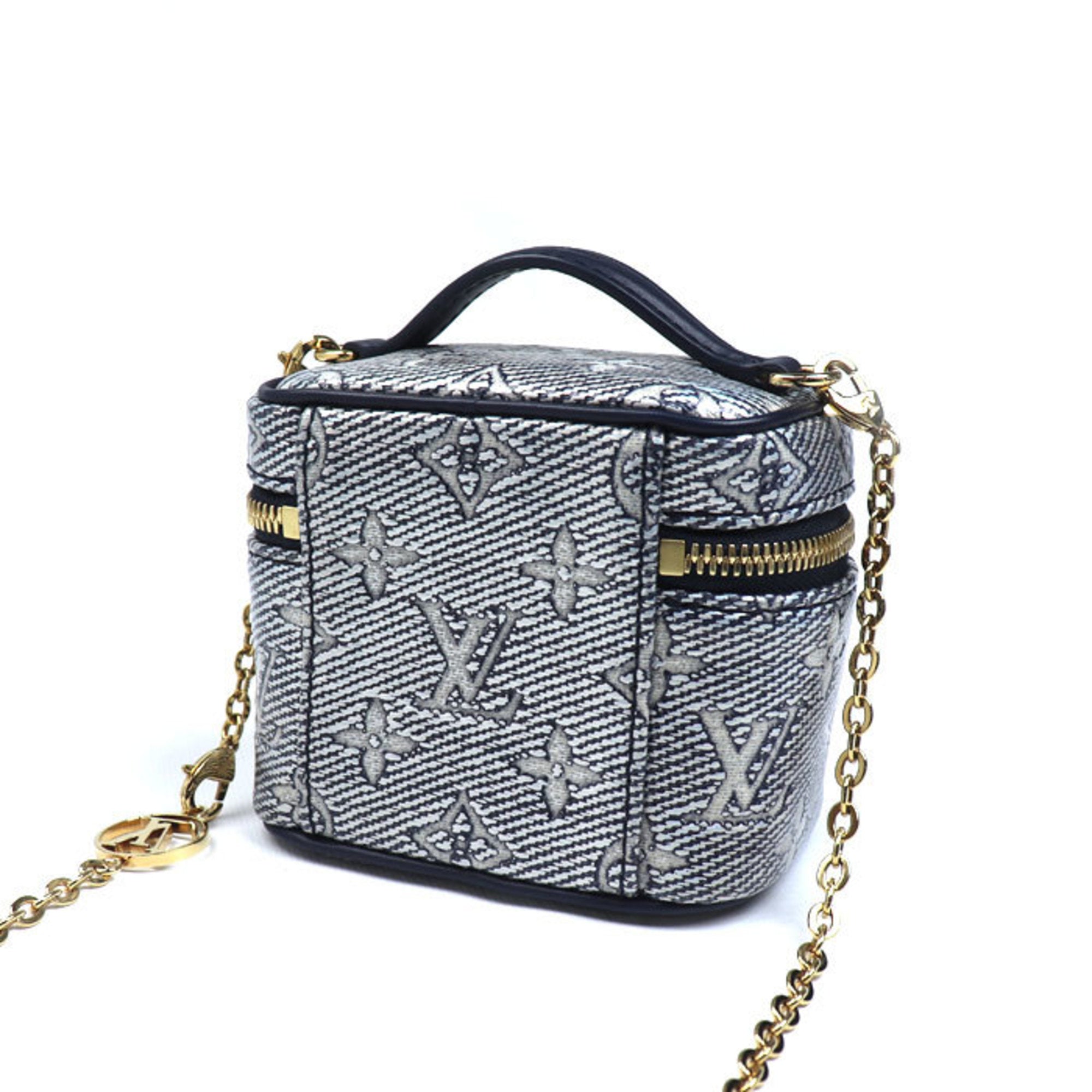 Louis Vuitton Navy Jacquard Denim Shoulder Bag Vanity Bag (Pre-Owned)
