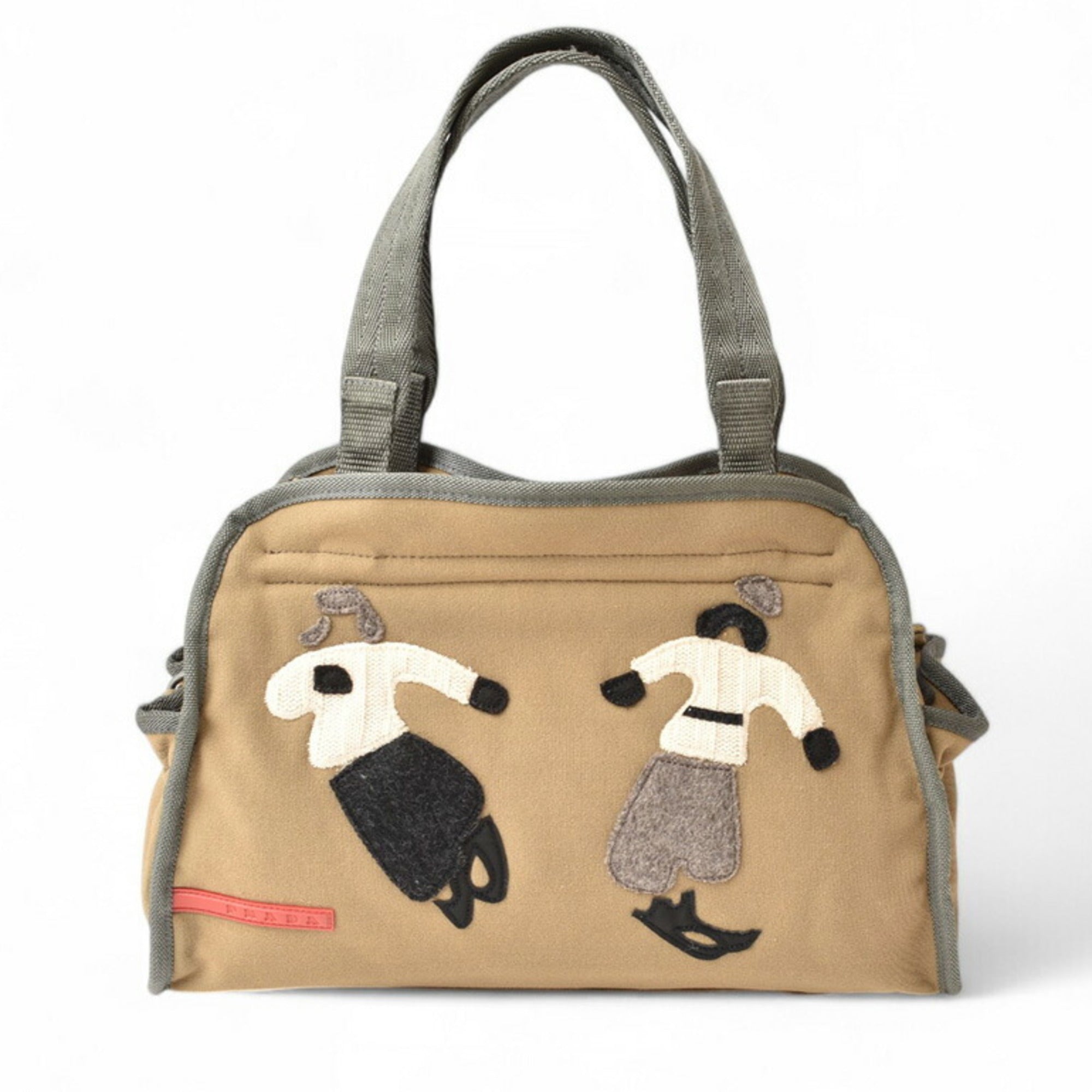 Pradasports Light Brown Canvas Nylon Boston Bag Handbag (Pre-Owned)