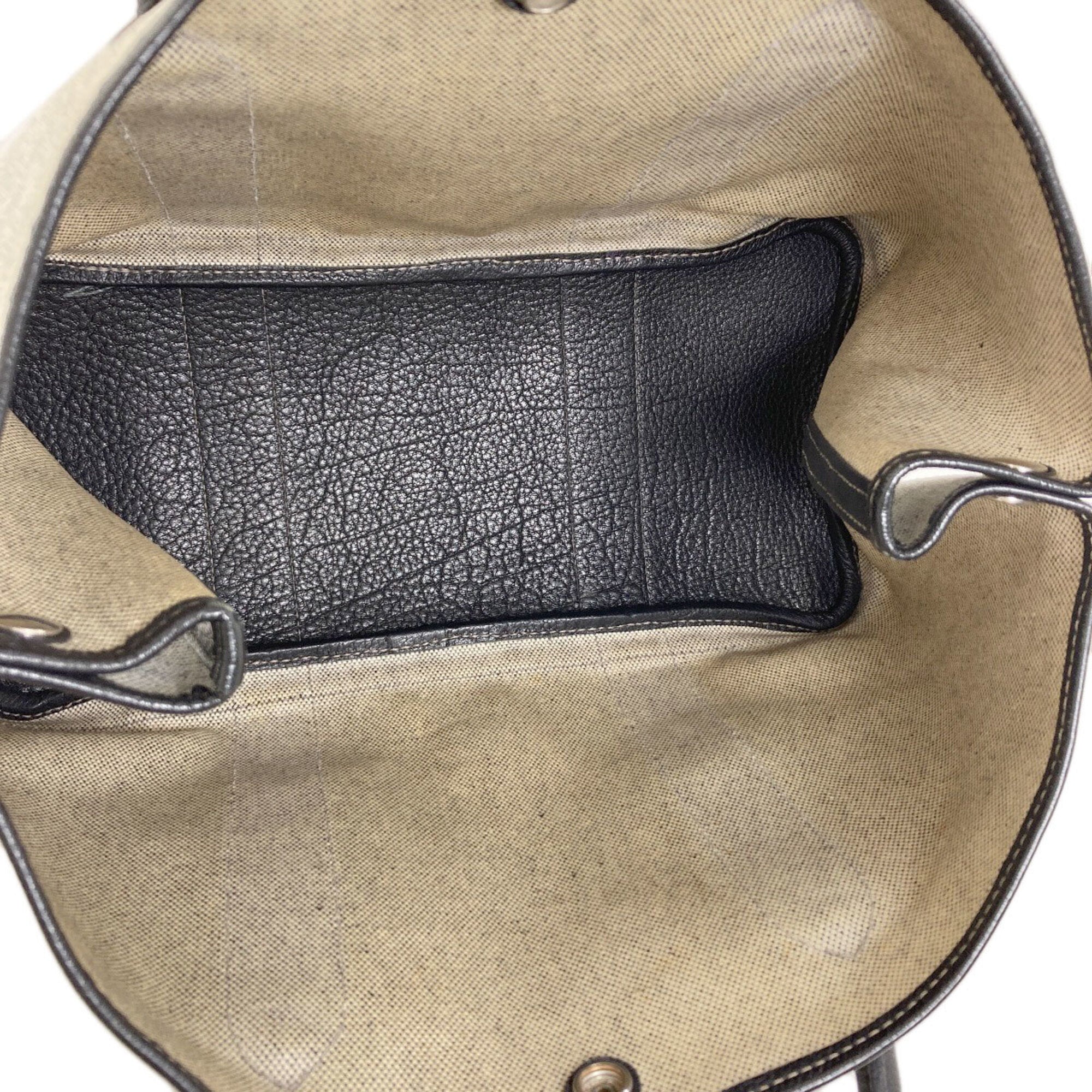 Hermes Black Gray Toile H Tote Bag (Pre-Owned)