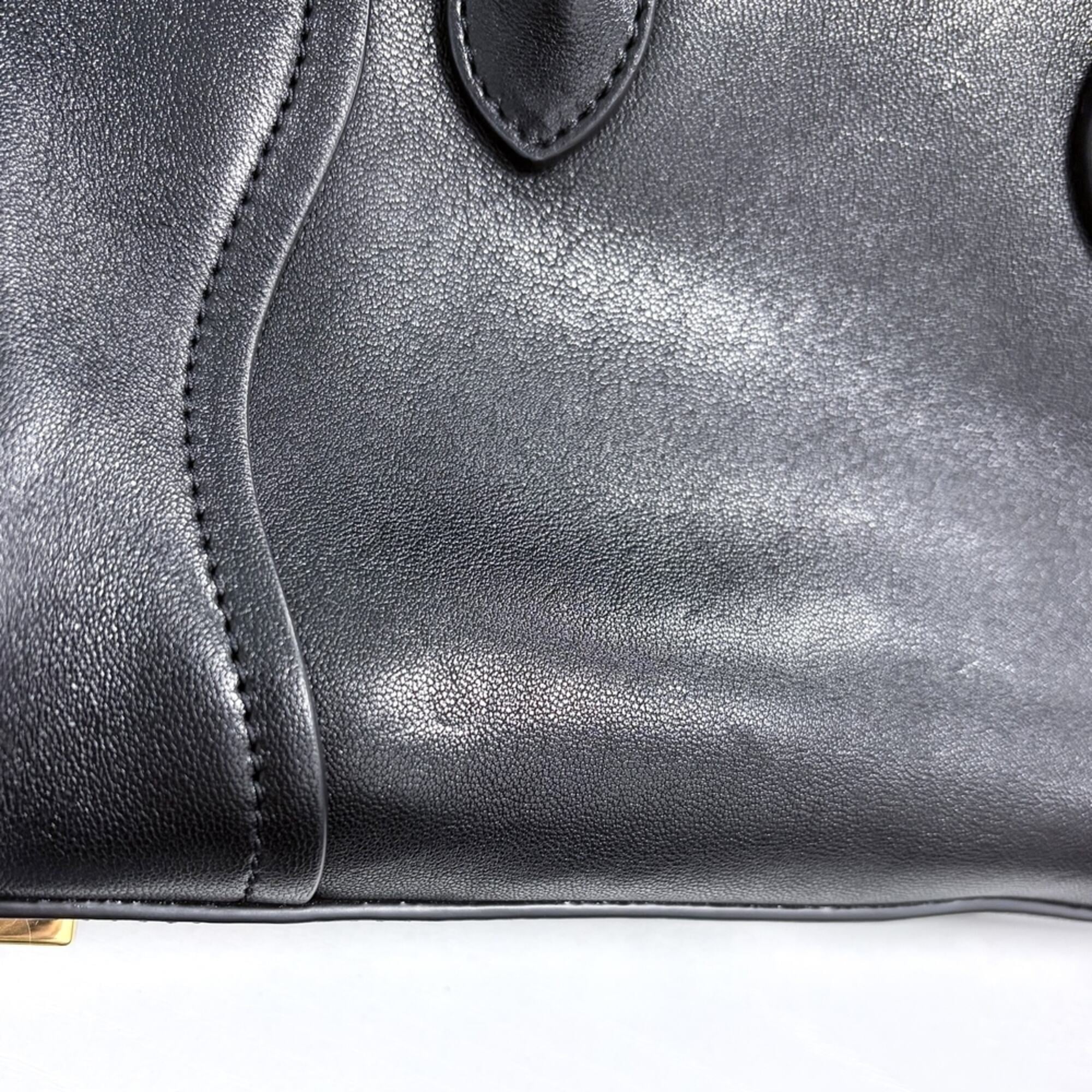 Celine Black White Leather Handbag Shoulder Bag (Pre-Owned)