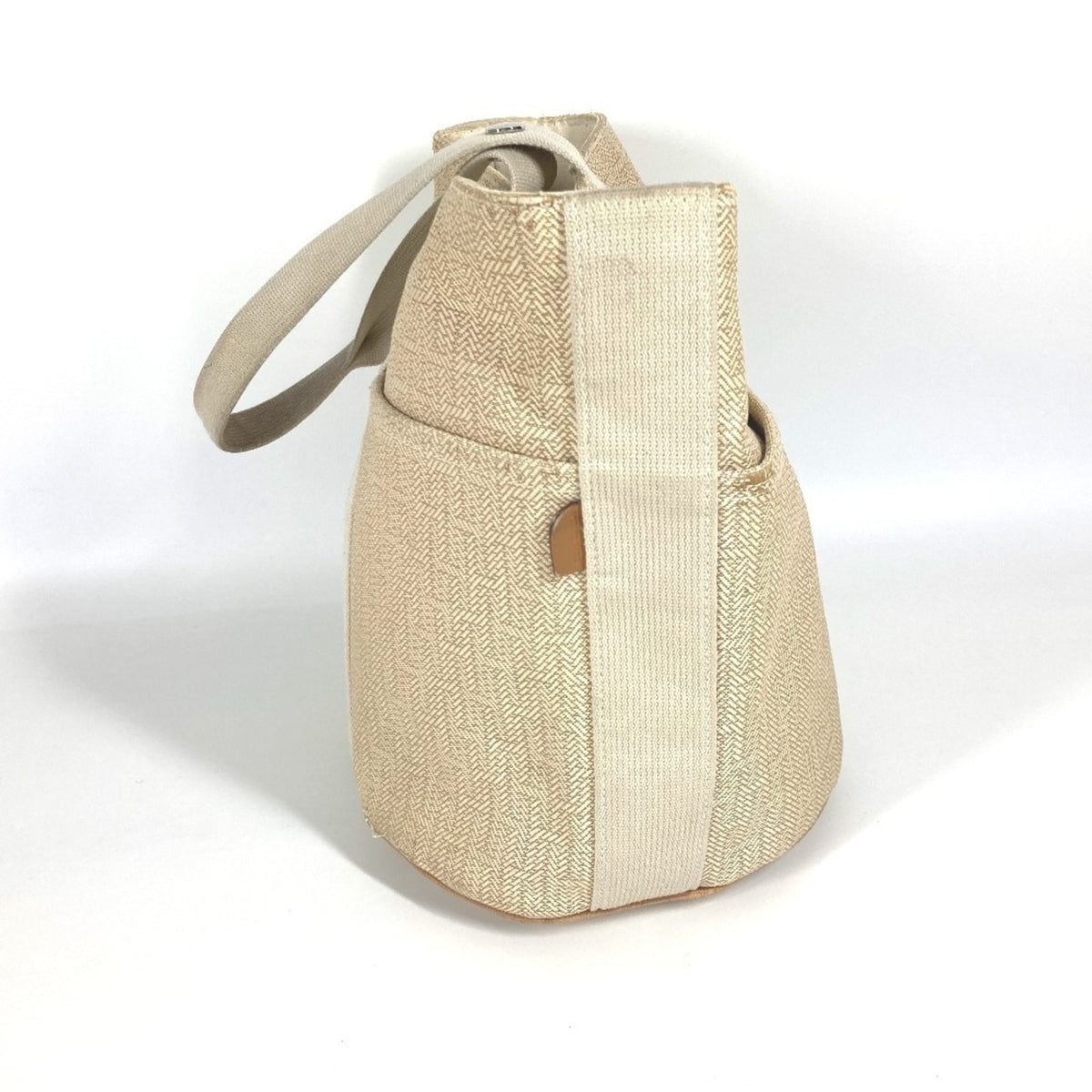 Hermes Beige Canvas Handbag Tote Bag (Pre-Owned)
