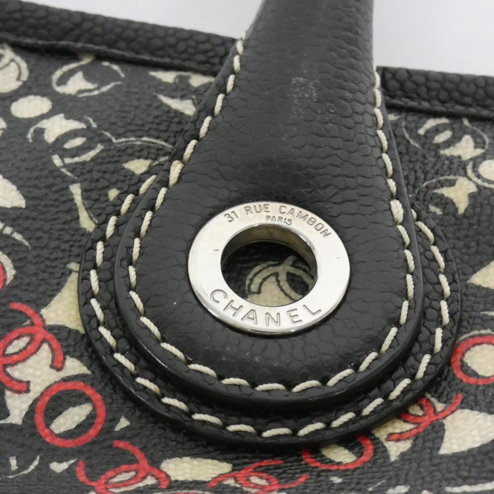 Chanel Black Coated Canvas Handbag (Pre-Owned)