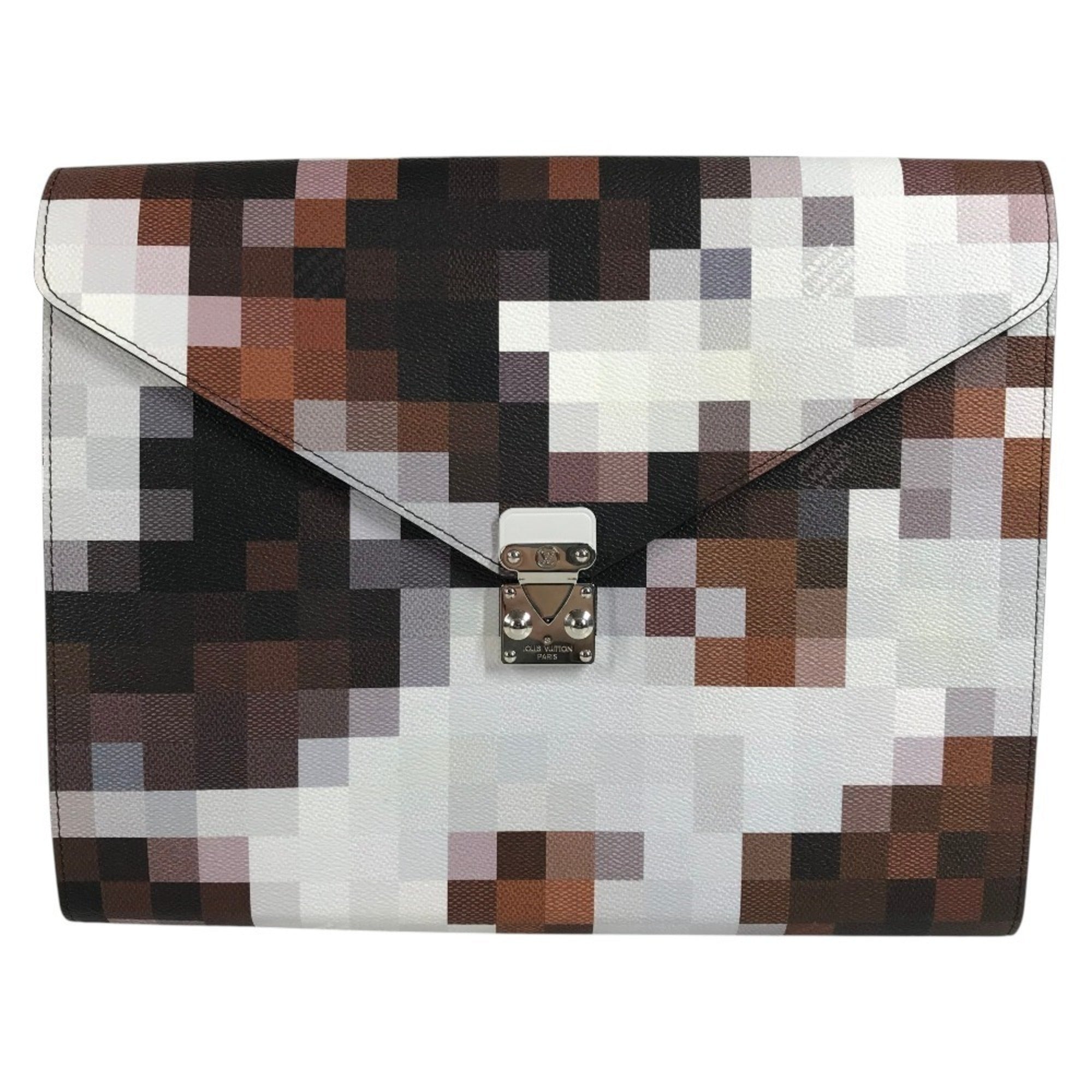Louis Vuitton Brown Leather Clutch Bag Handbag Pouch (Pre-Owned)