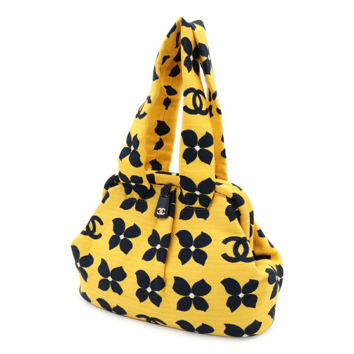 Chanel Black Yellow Canvas Handbag (Pre-Owned)