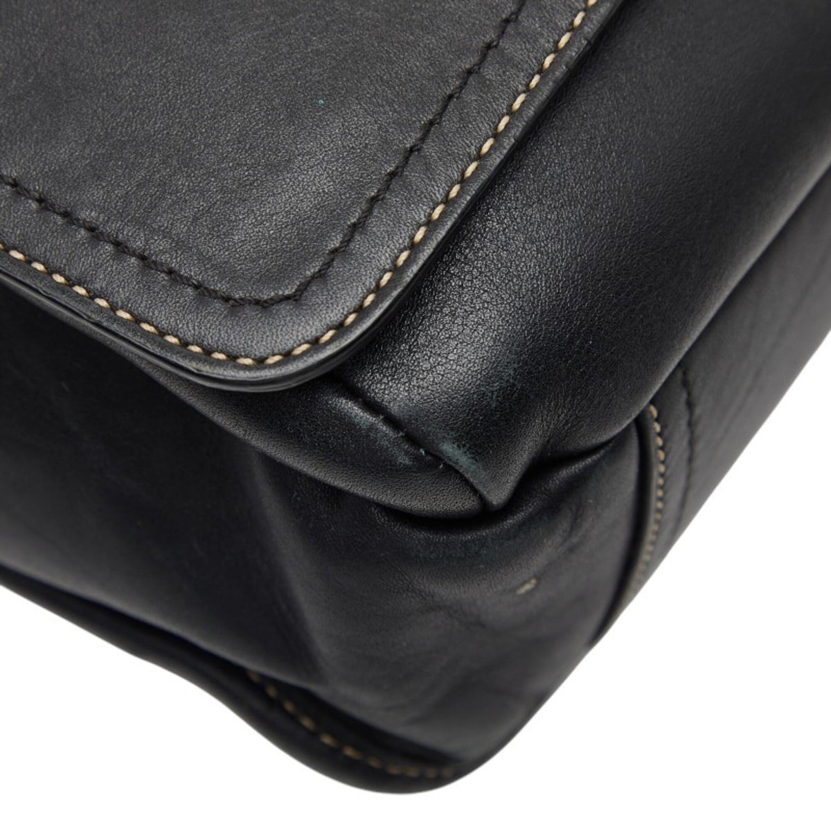 Coach Black Leather Messenger Bag Shoulder Bag (Pre-Owned)