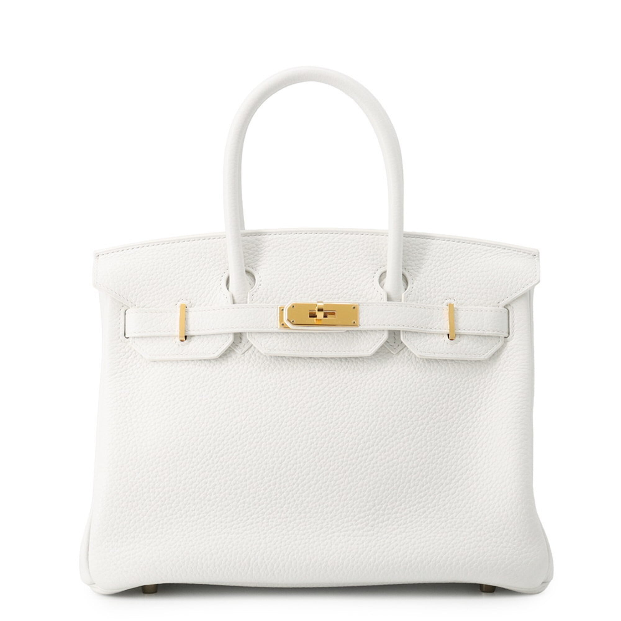Hermes White Taurillon Clemence Leather Handbag (Pre-Owned)