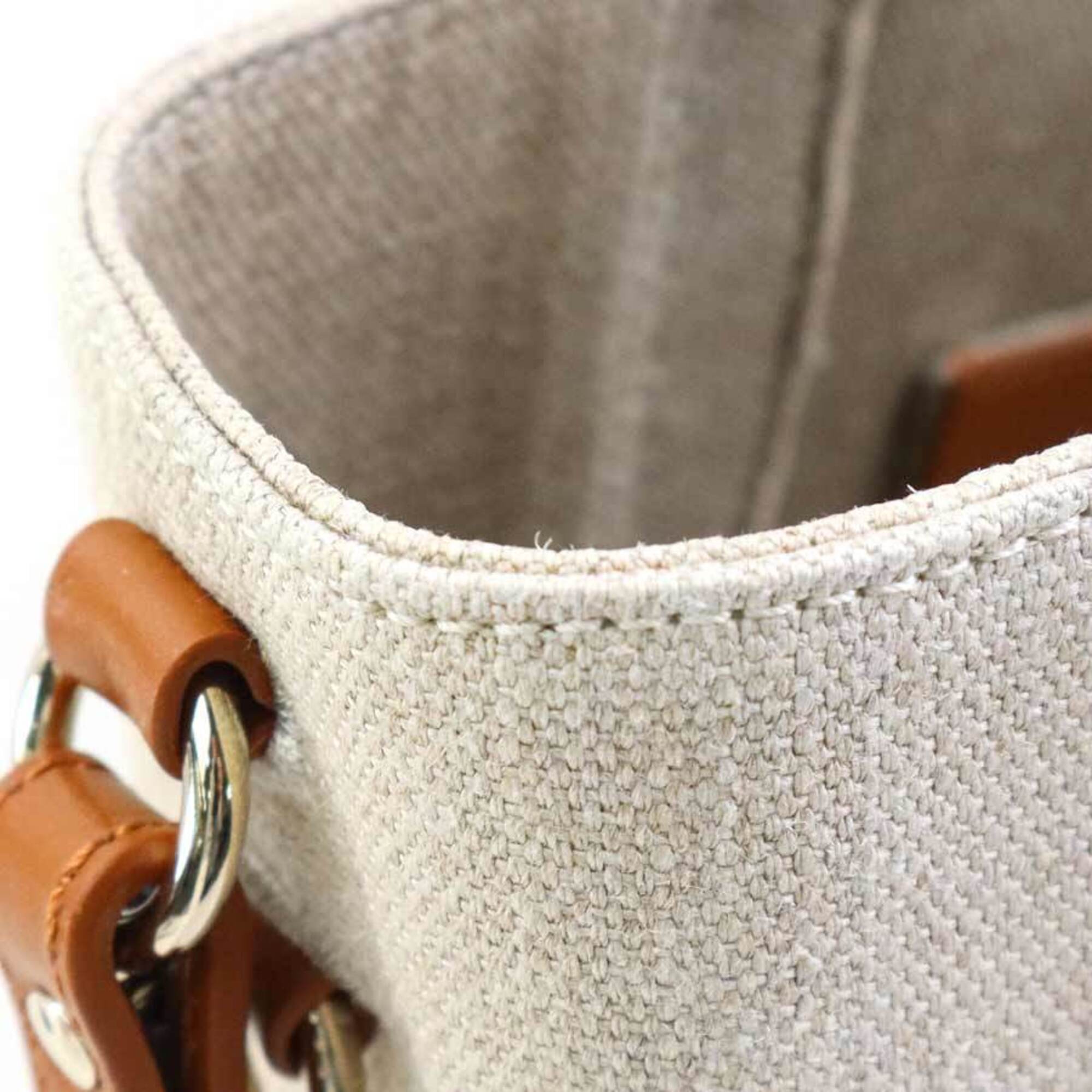 Chloé Beige Brown Leather Canvas Handbag Shoulder Bag (Pre-Owned)