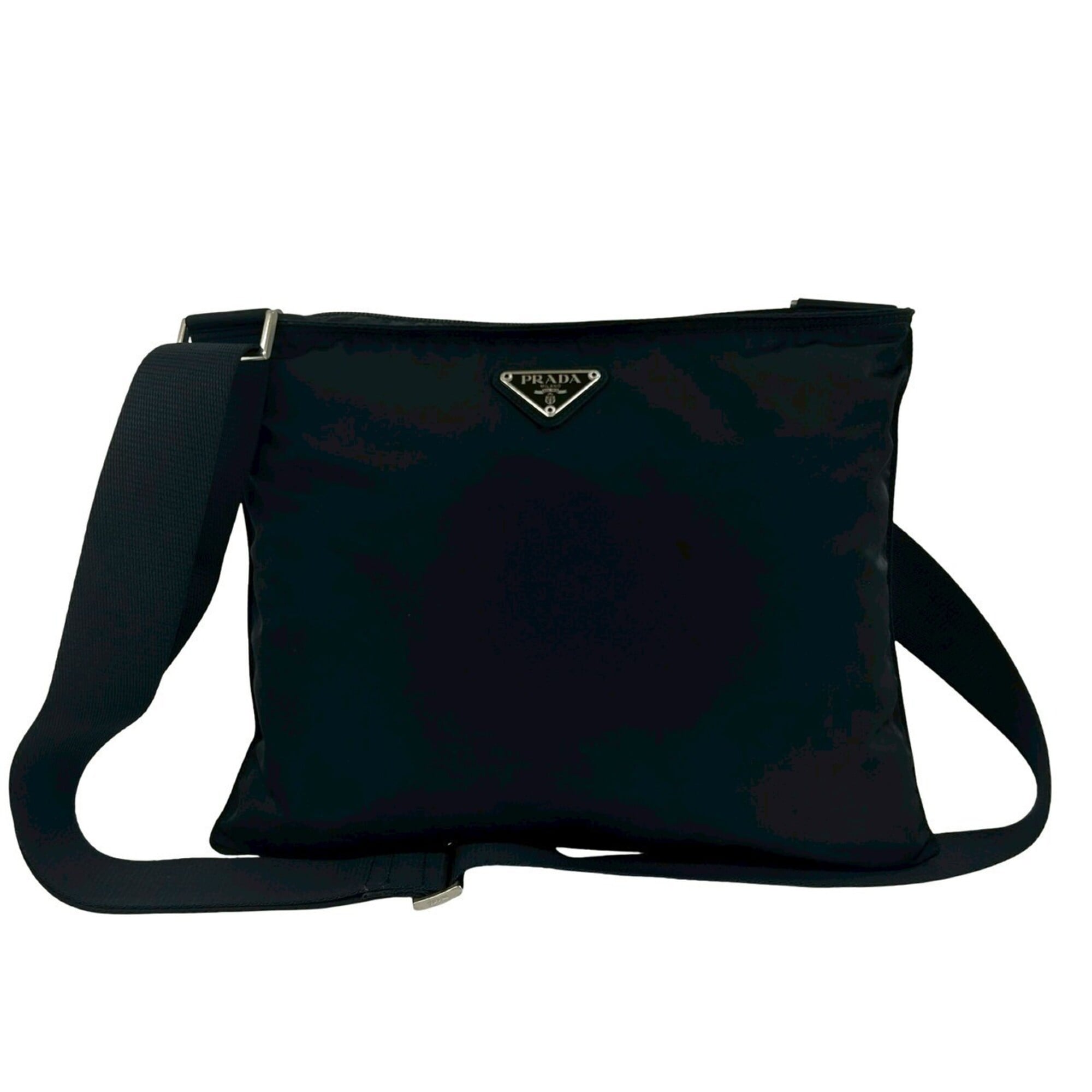 Prada Black Nylon Leather Pochette Shoulder Bag (Pre-Owned)