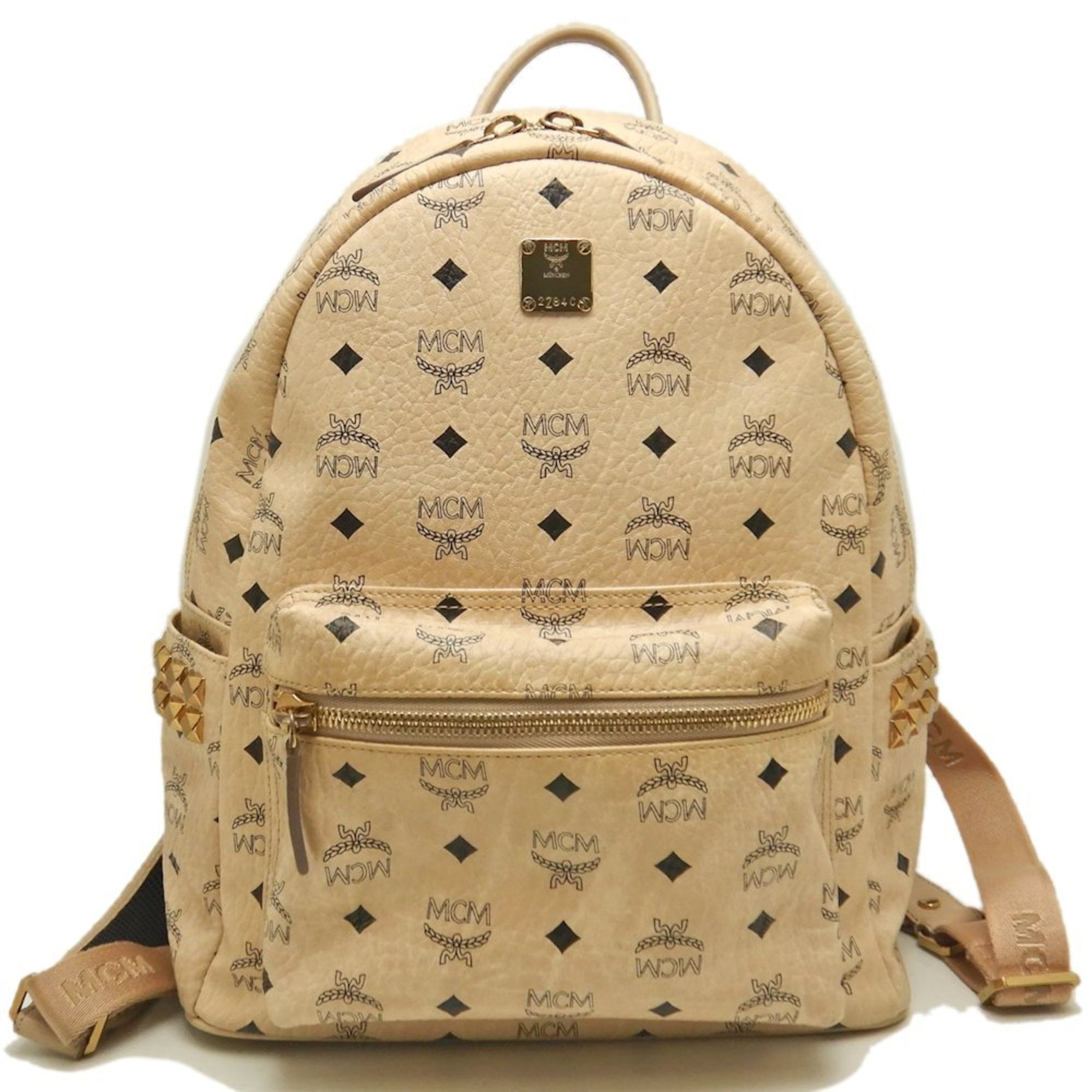 Mcm Visetos Beige Leather Backpack (Pre-Owned)