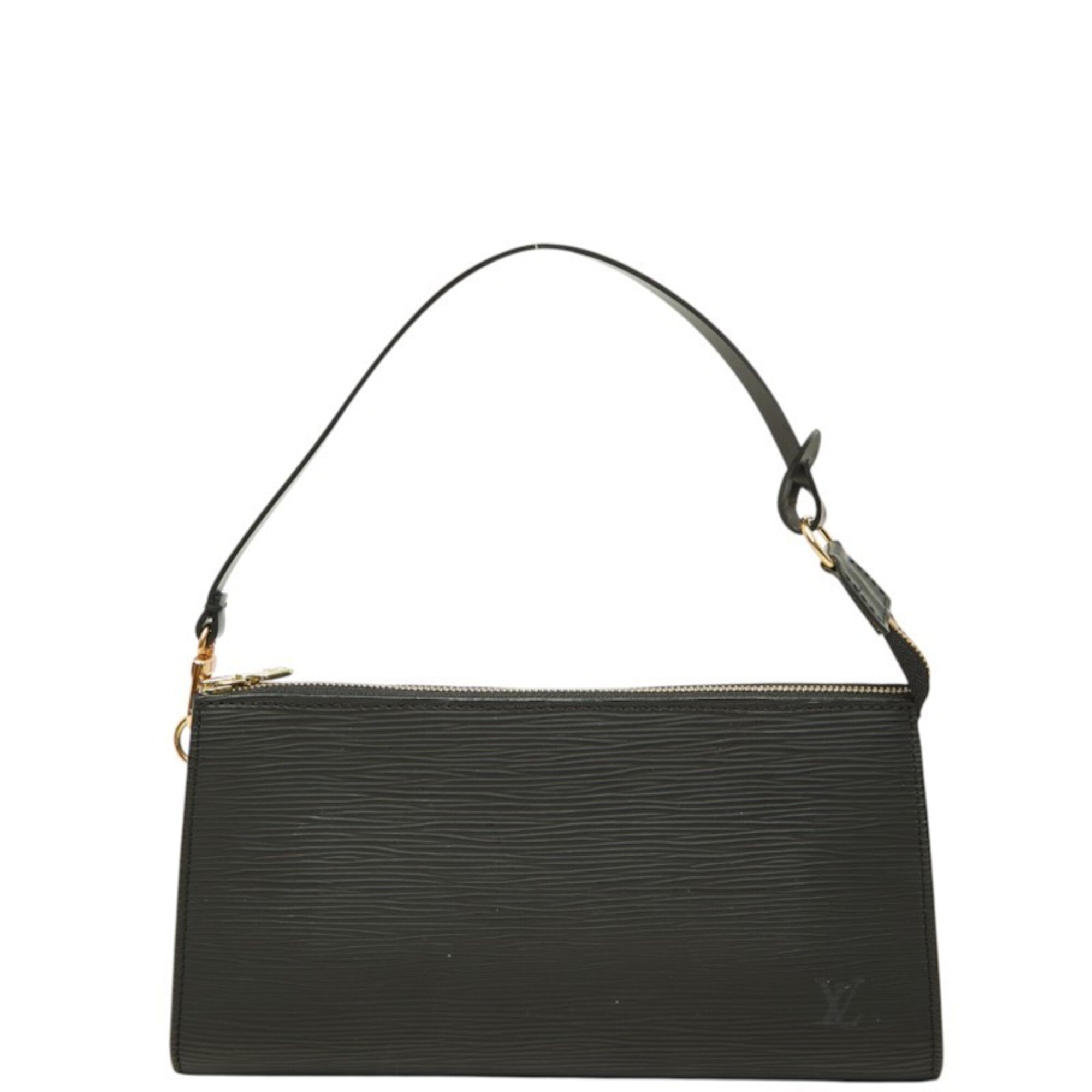 Louis Vuitton Black Noir Leather Handbag Pochette Pouch (Pre-Owned)