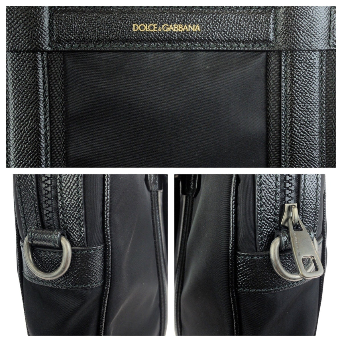 Dolce & Gabbana Black Nylon Leather Briefcase Shoulder Bag (Pre-Owned)