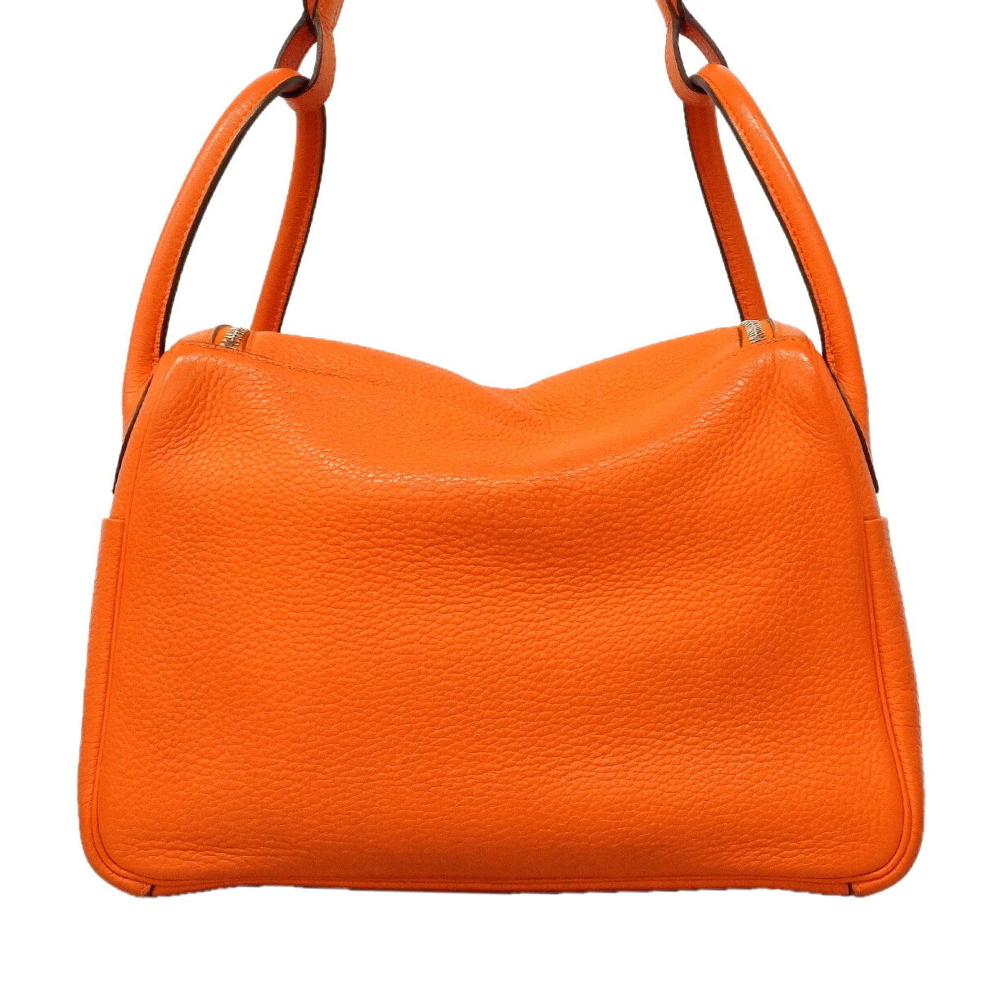 Hermes Orange Poppy Taurillon Clemence Leather Handbag (Pre-Owned)