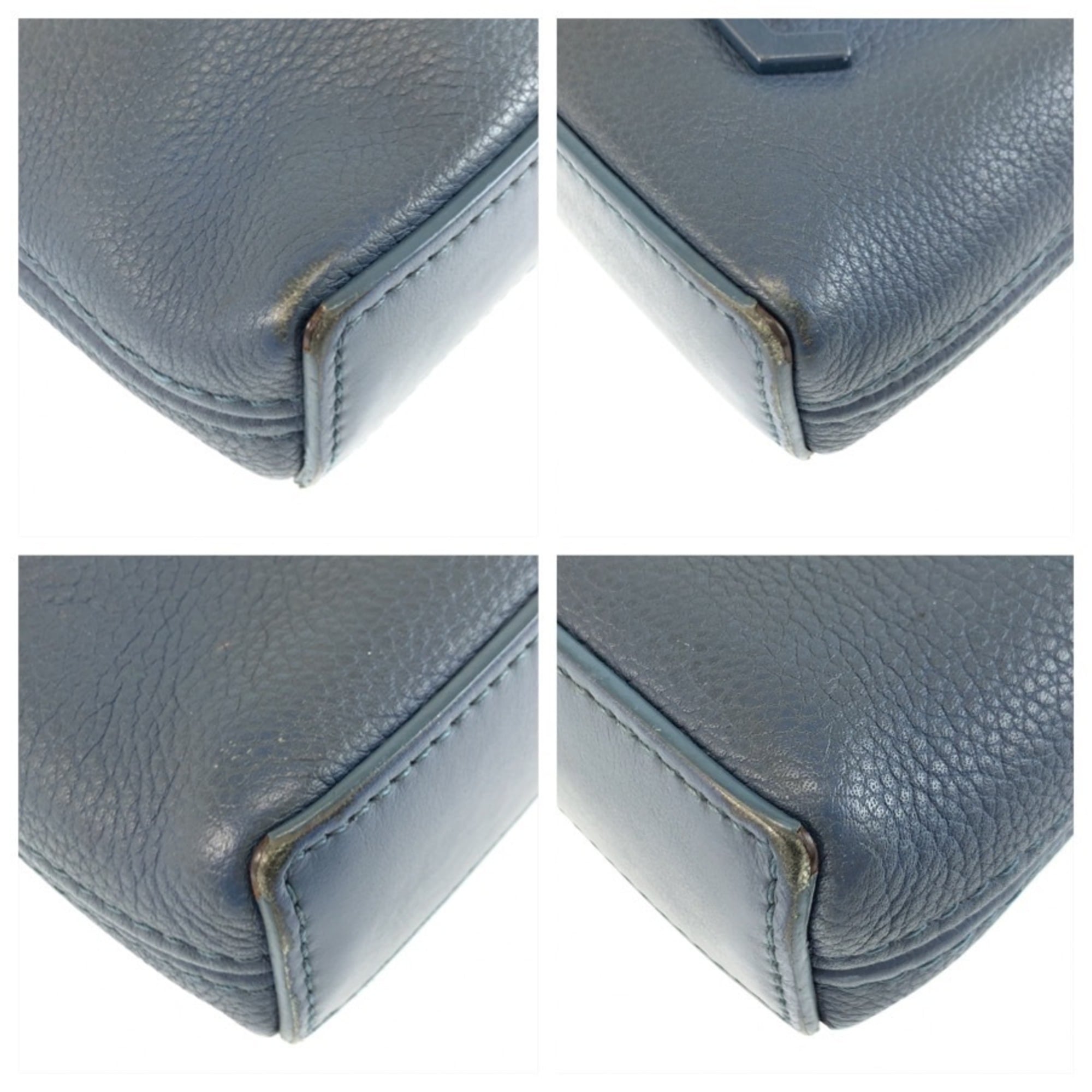 Louis Vuitton Blue Leather Clutch Bag Pochette (Pre-Owned)