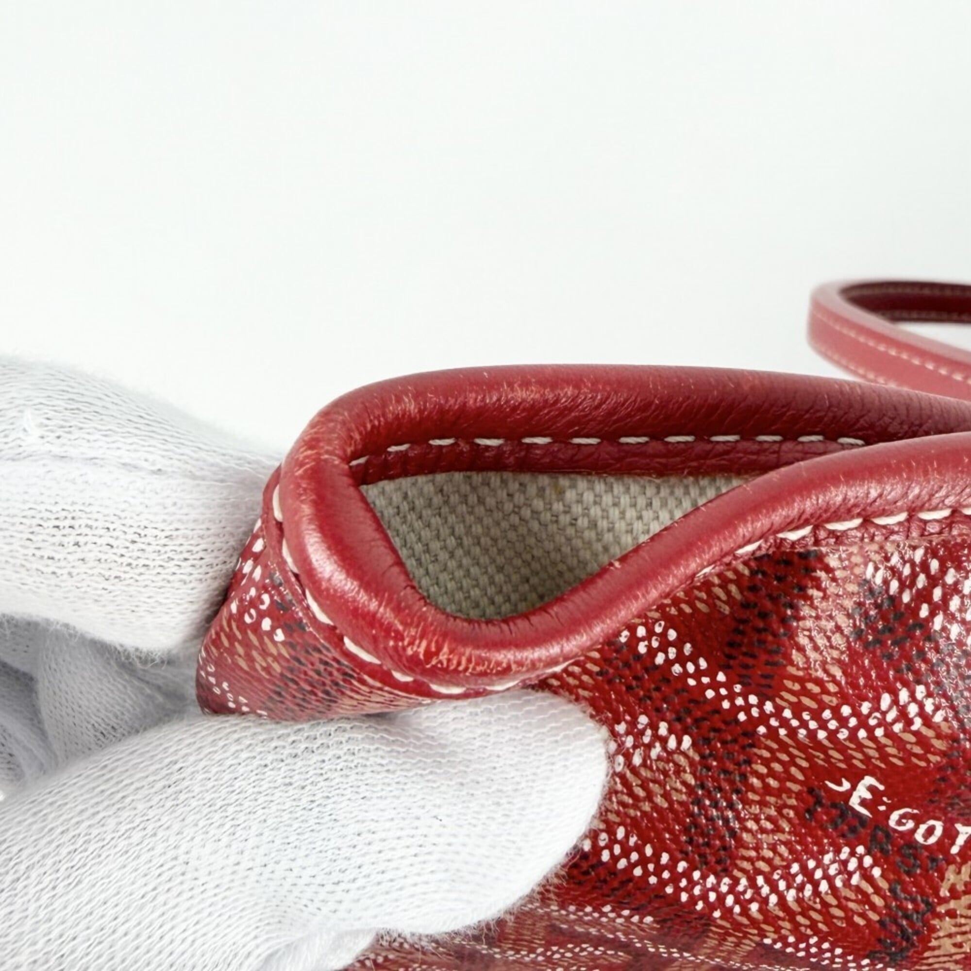 Goyard Red Color Coated Canvas Leather Handbag Tote Bag (Pre-Owned)