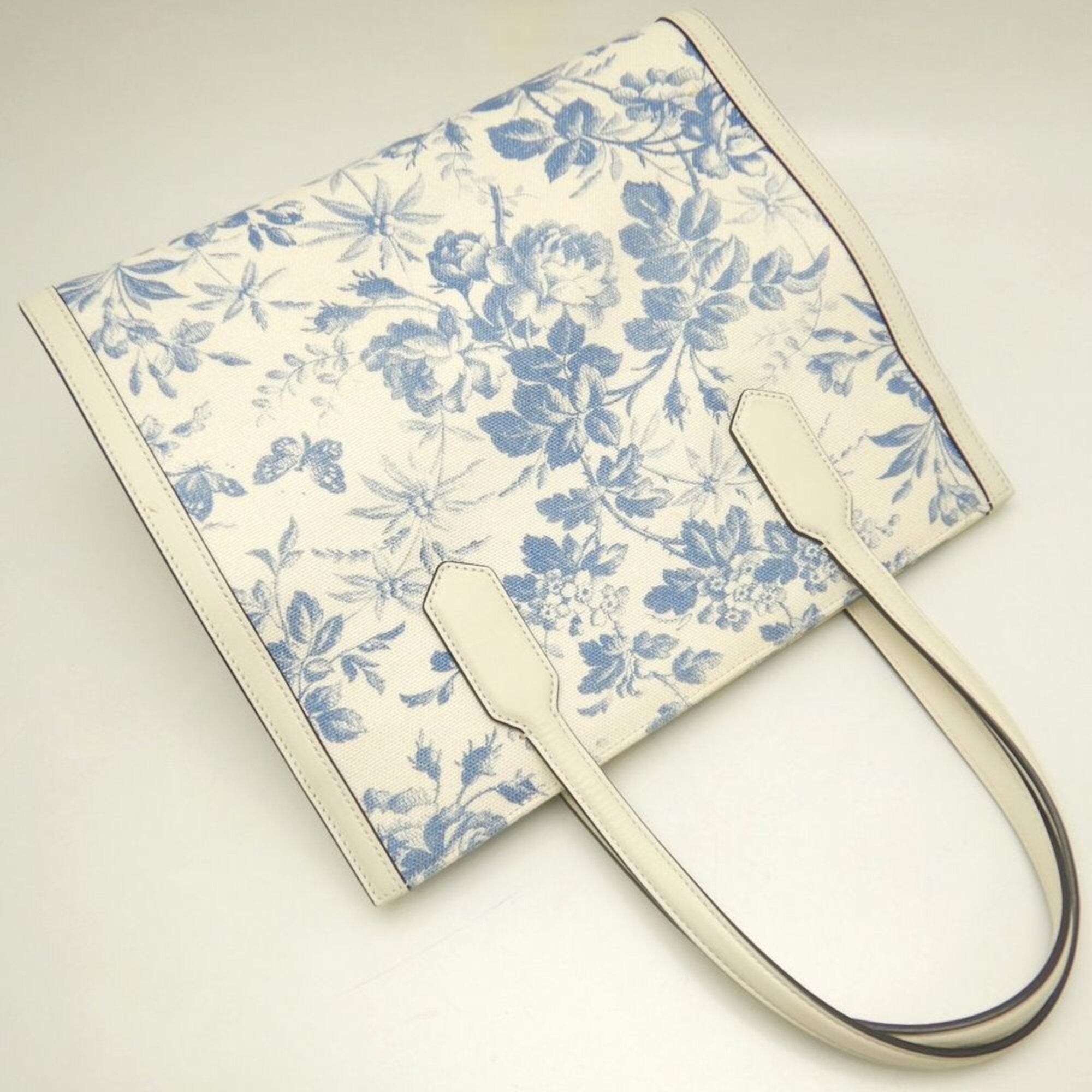 Gucci Blue Ivory Canvas Tote Bag (Pre-Owned)