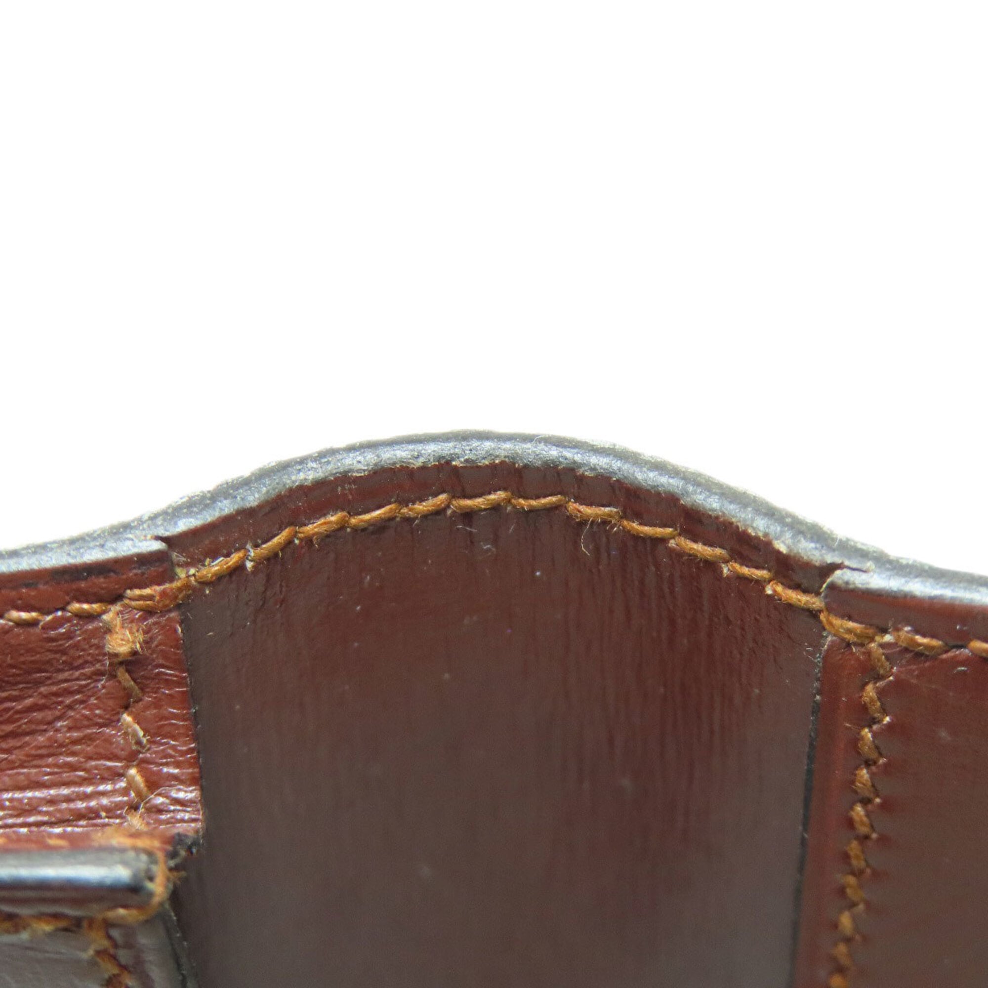 Hermes Brown Red Color Box Calf Leather Long Bill Wallet (Bi-Fold) (Pre-Owned)