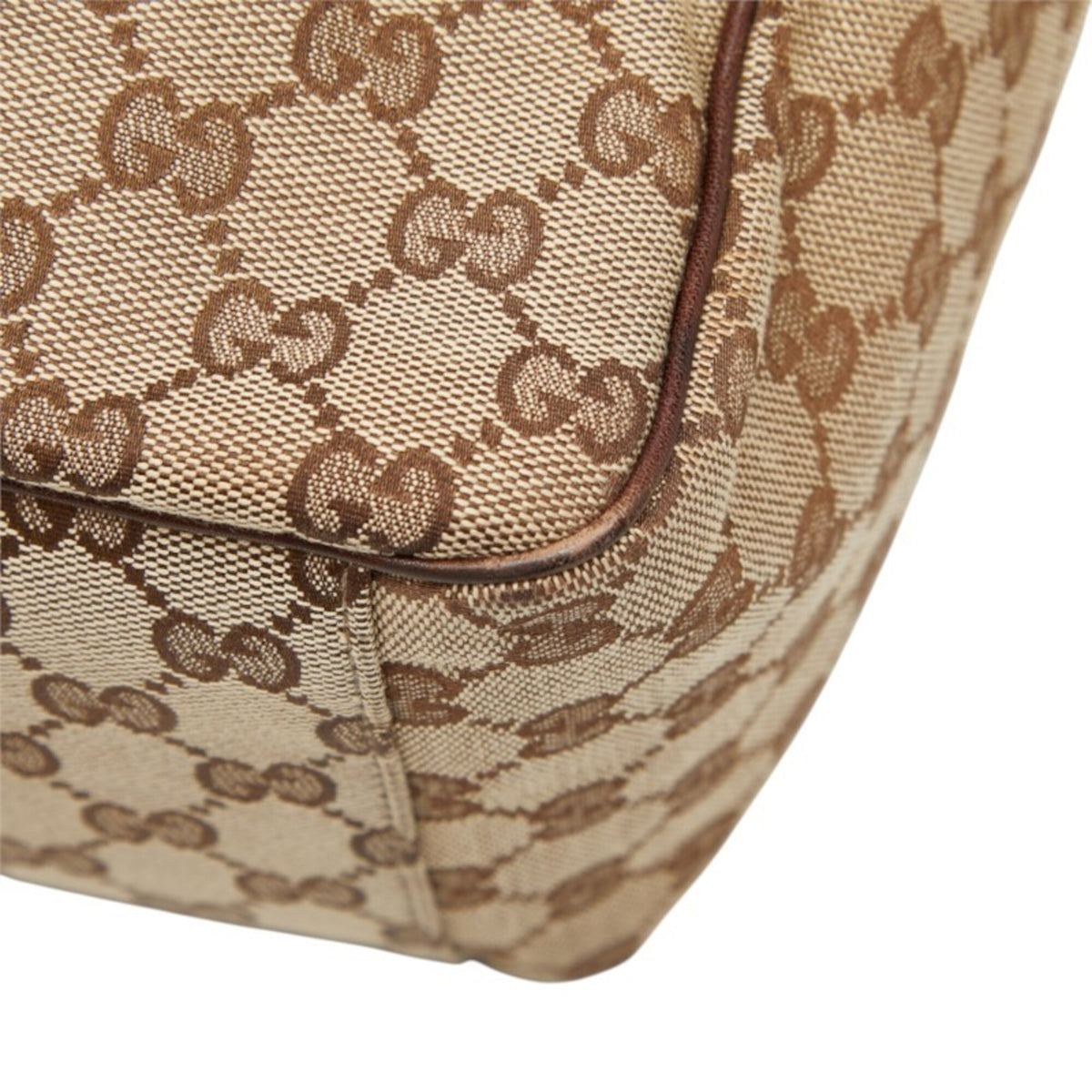 Gucci Gg Canvas Beige Brown Gg Canvas Leather Handbag Tote Bag (Pre-Owned)