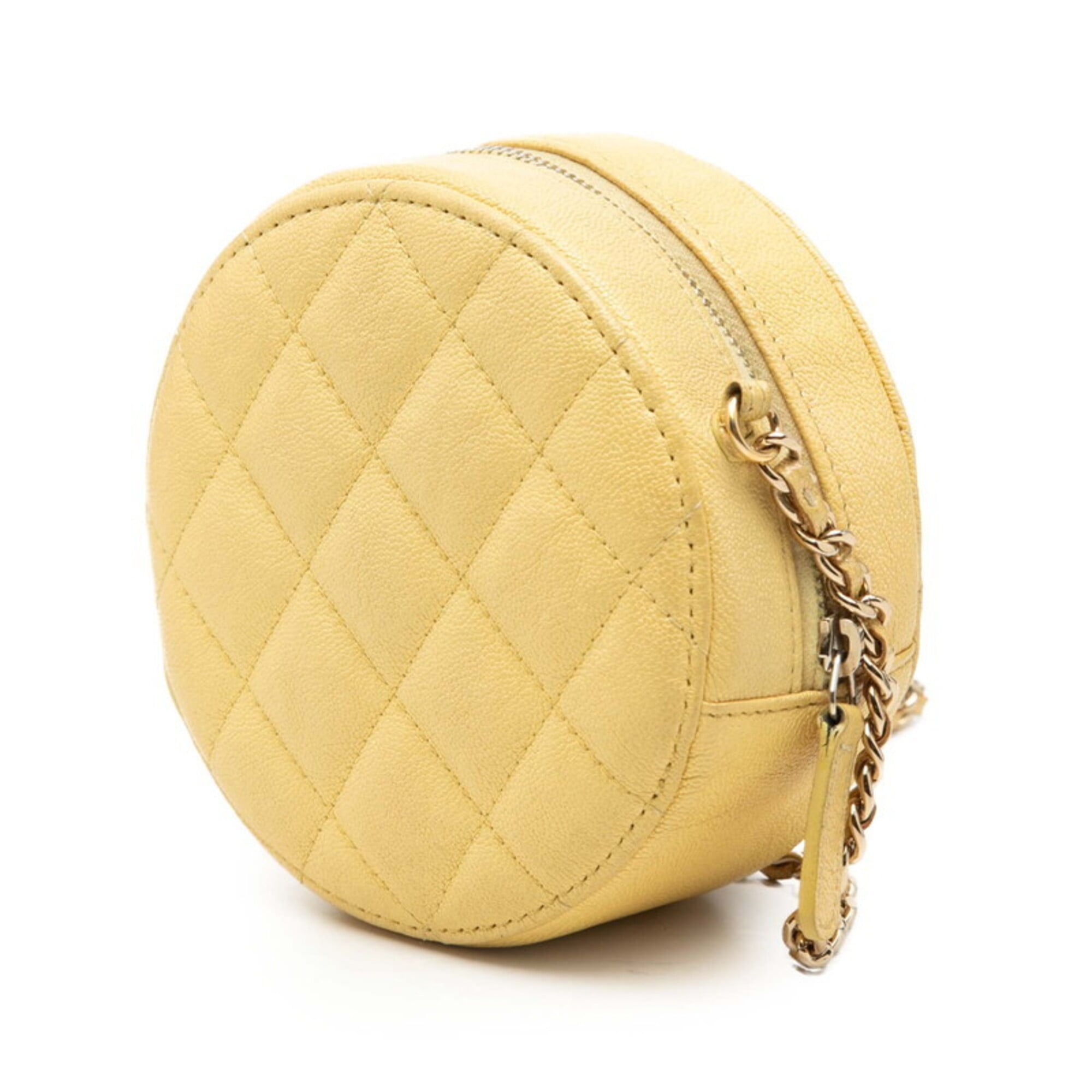 Chanel Yellow Grained Calfskin Shoulder Bag (Pre-Owned)