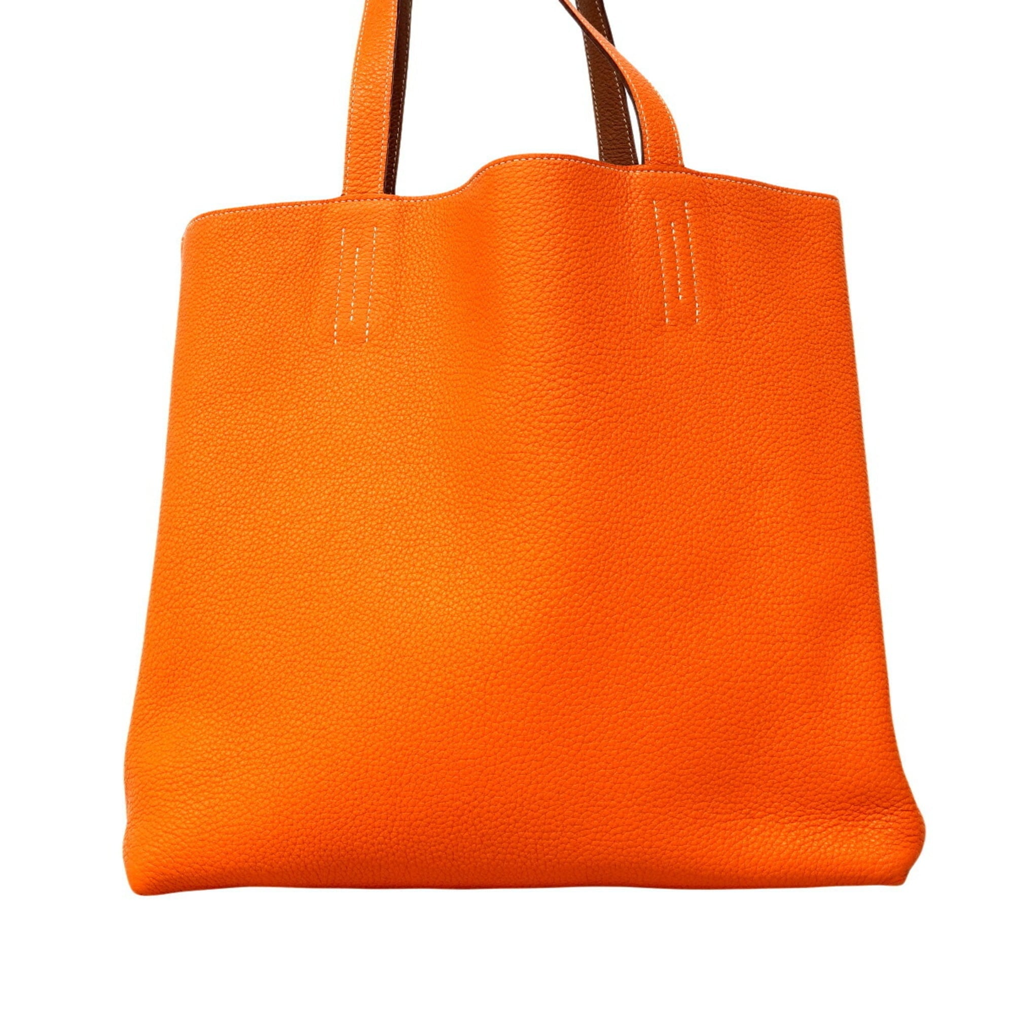 Hermes Gold Orange Taurillon Clemence Leather Tote Bag (Pre-Owned)