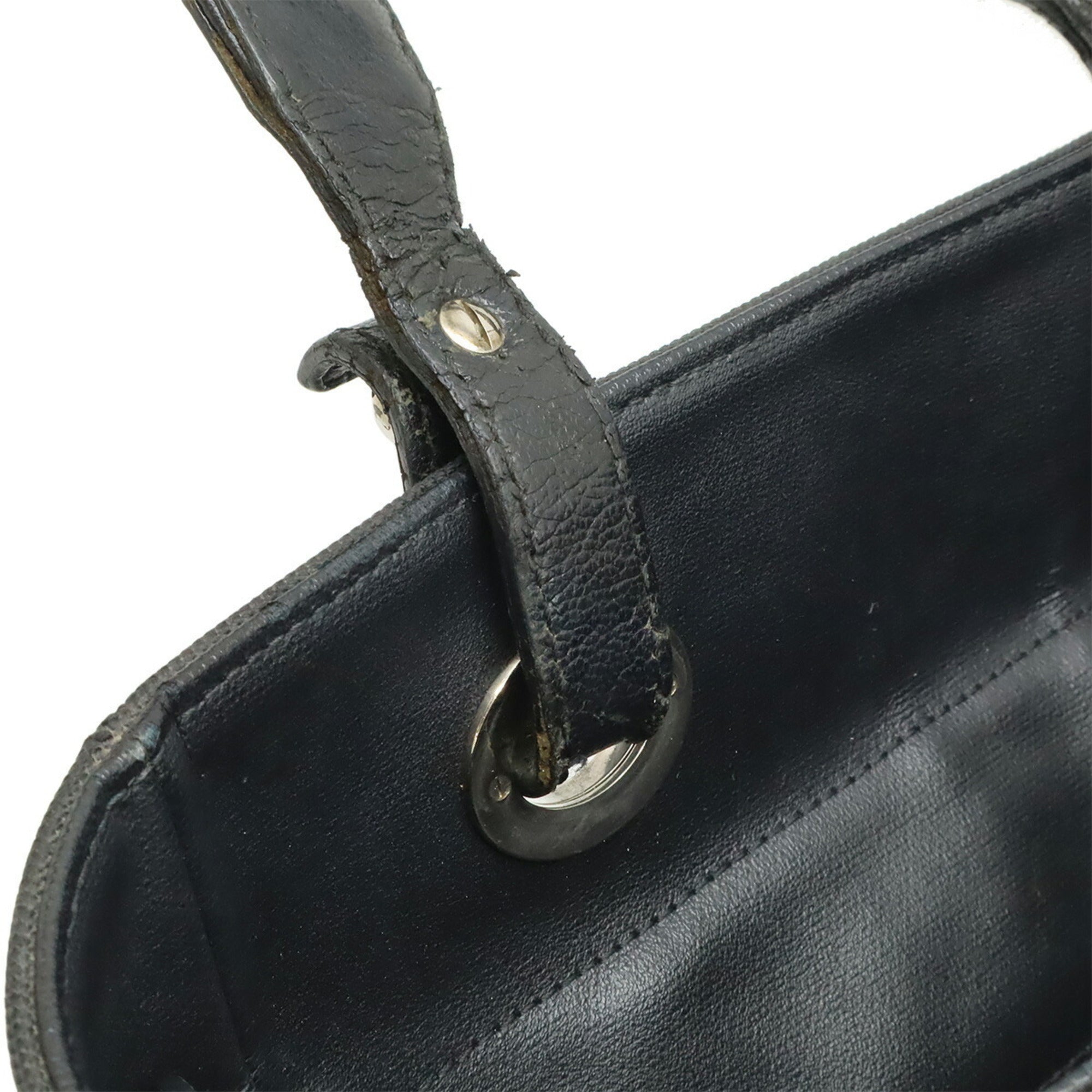 Chanel Black Coated Canvas Leather Shoulder Bag Tote Bag (Pre-Owned)