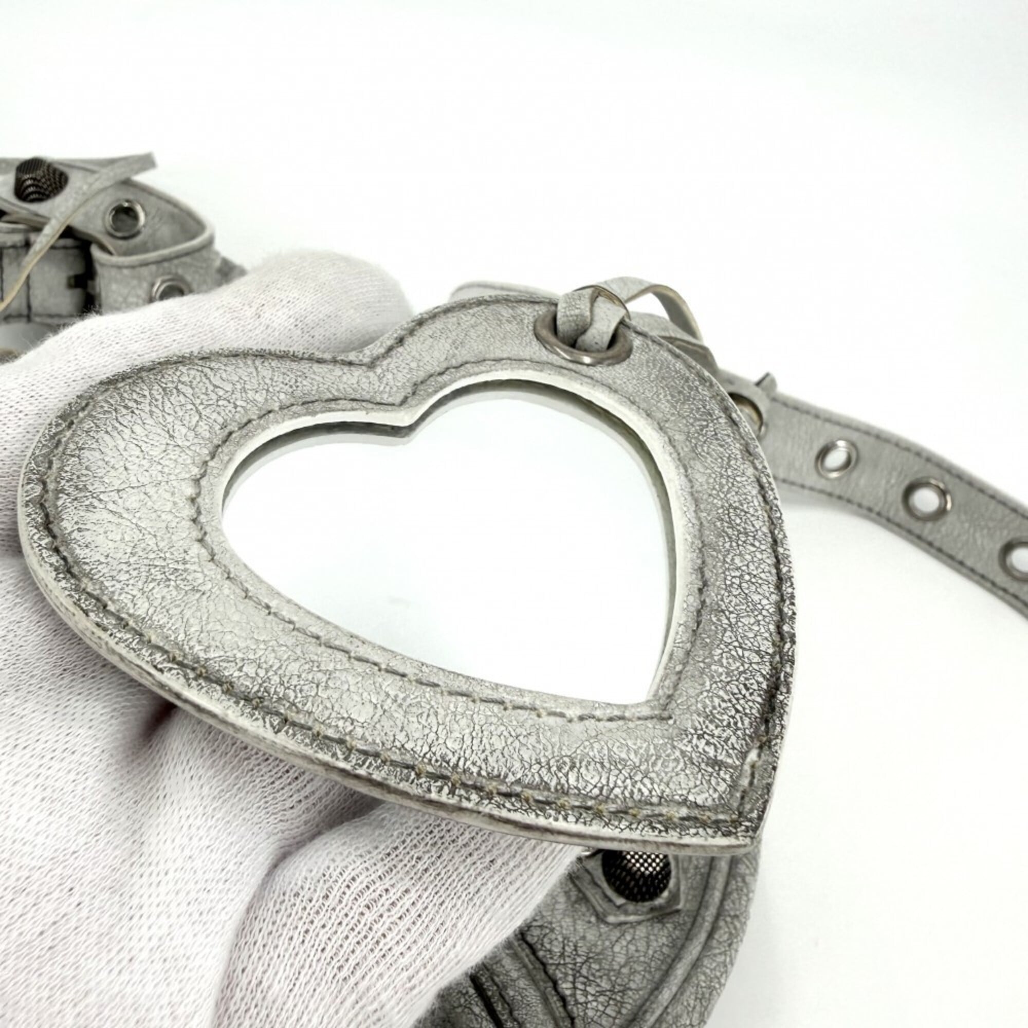 Balenciaga Gray White Leather Shoulder Bag (Pre-Owned)