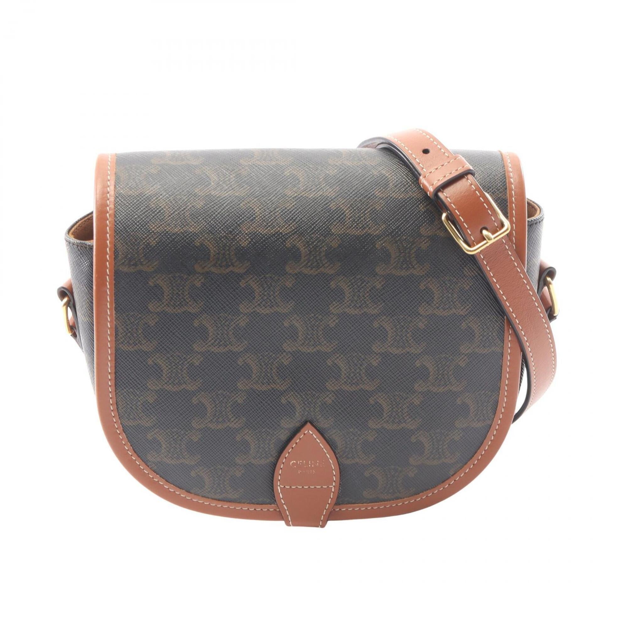 Celine Black Brown Coated Canvas Pvc Leather Handbag Shoulder Bag (Pre-Owned)