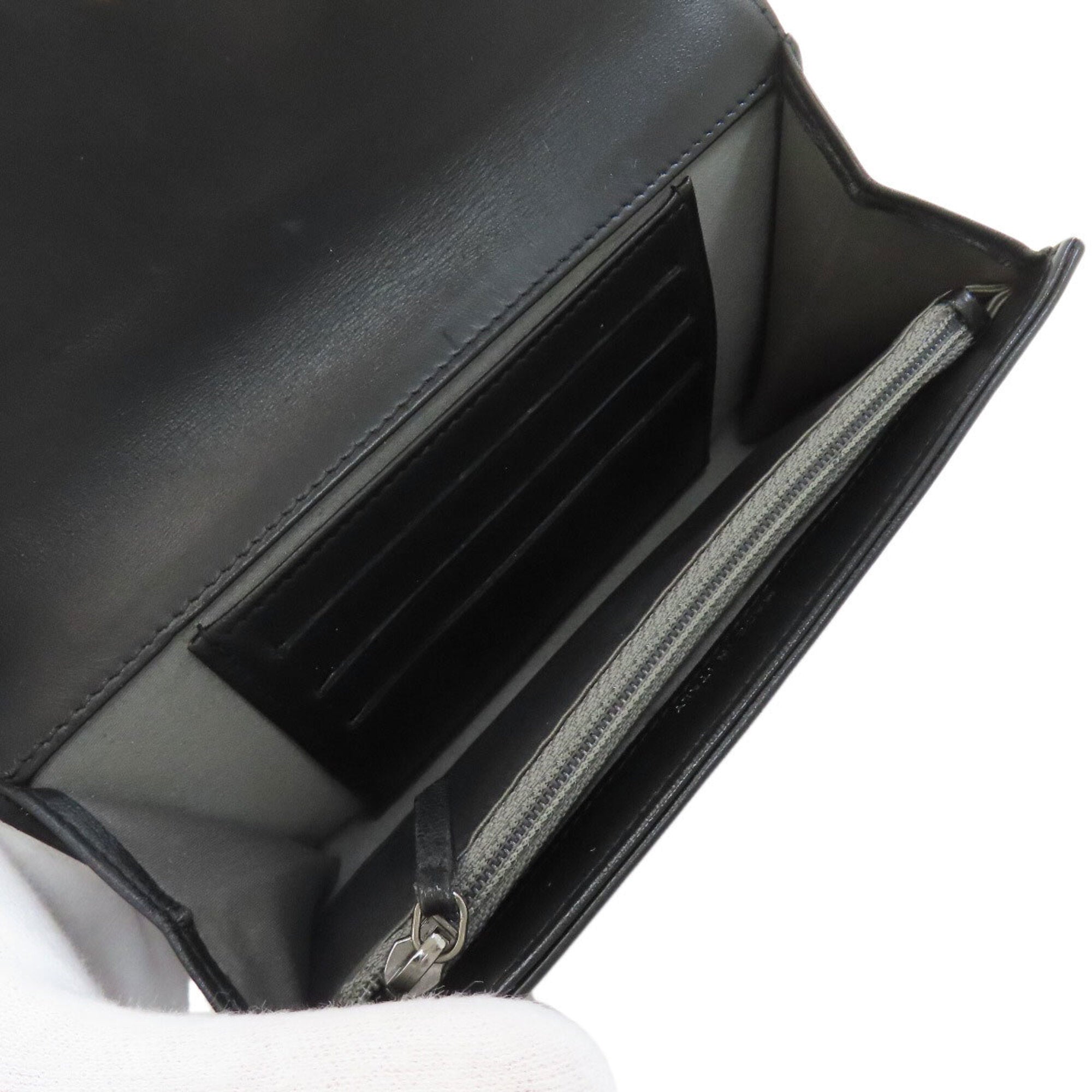 Chanel Black Leather Long Wallet (Bi-Fold) (Pre-Owned)