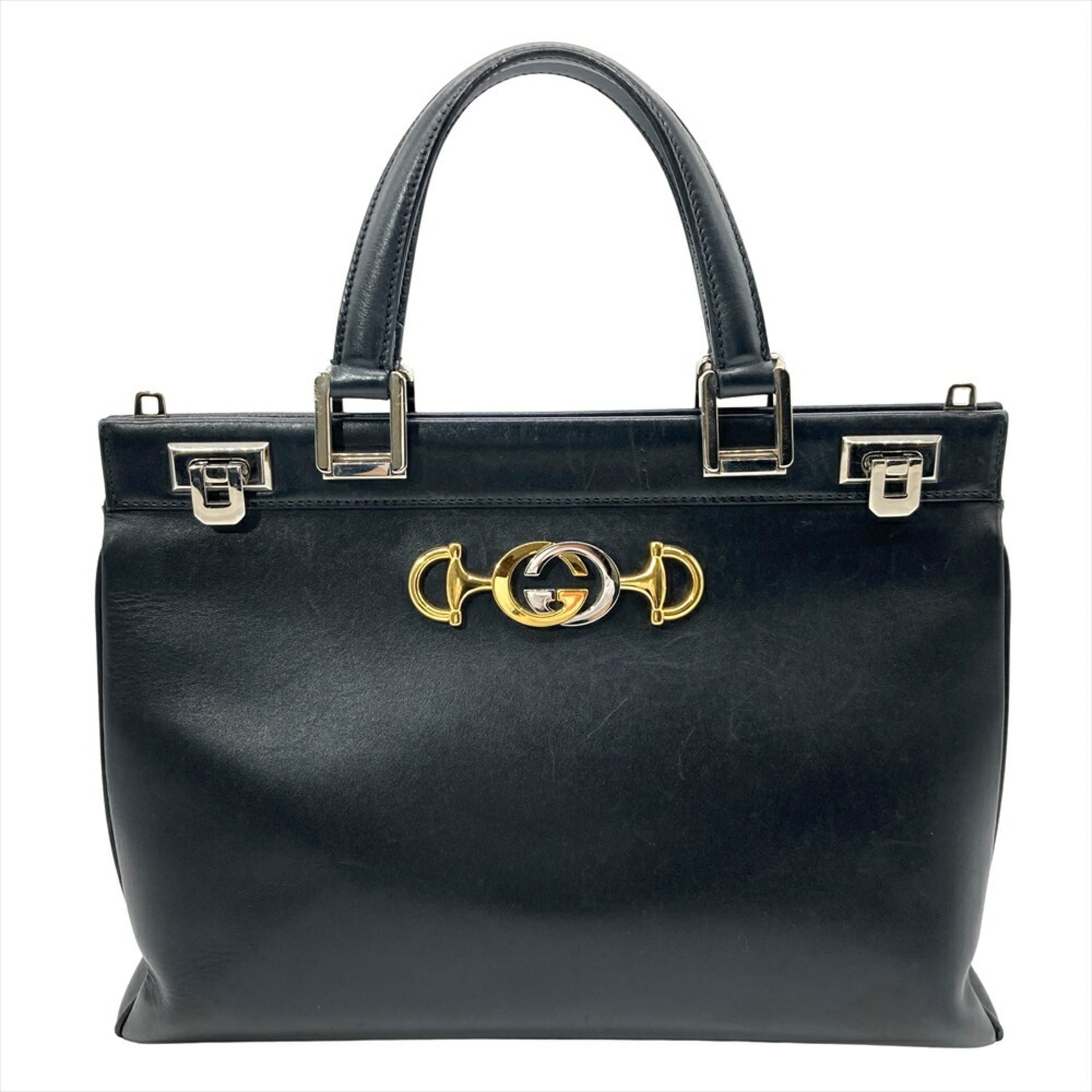 Gucci Horsebit Black Leather Handbag (Pre-Owned)
