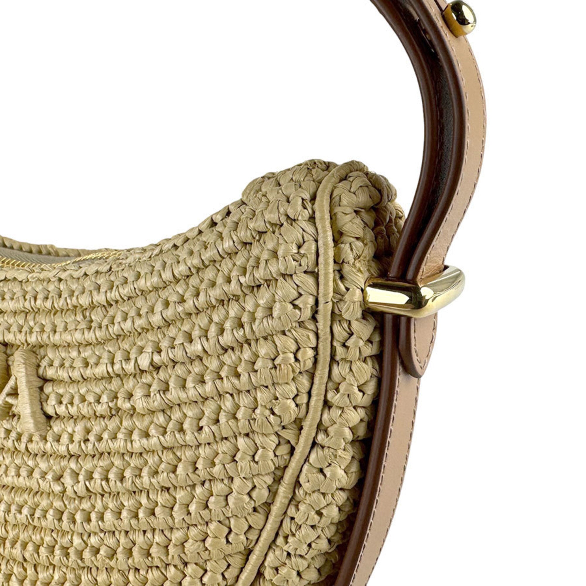 Prada Brown Leather Viscose Handbag Shoulder Bag (Pre-Owned)