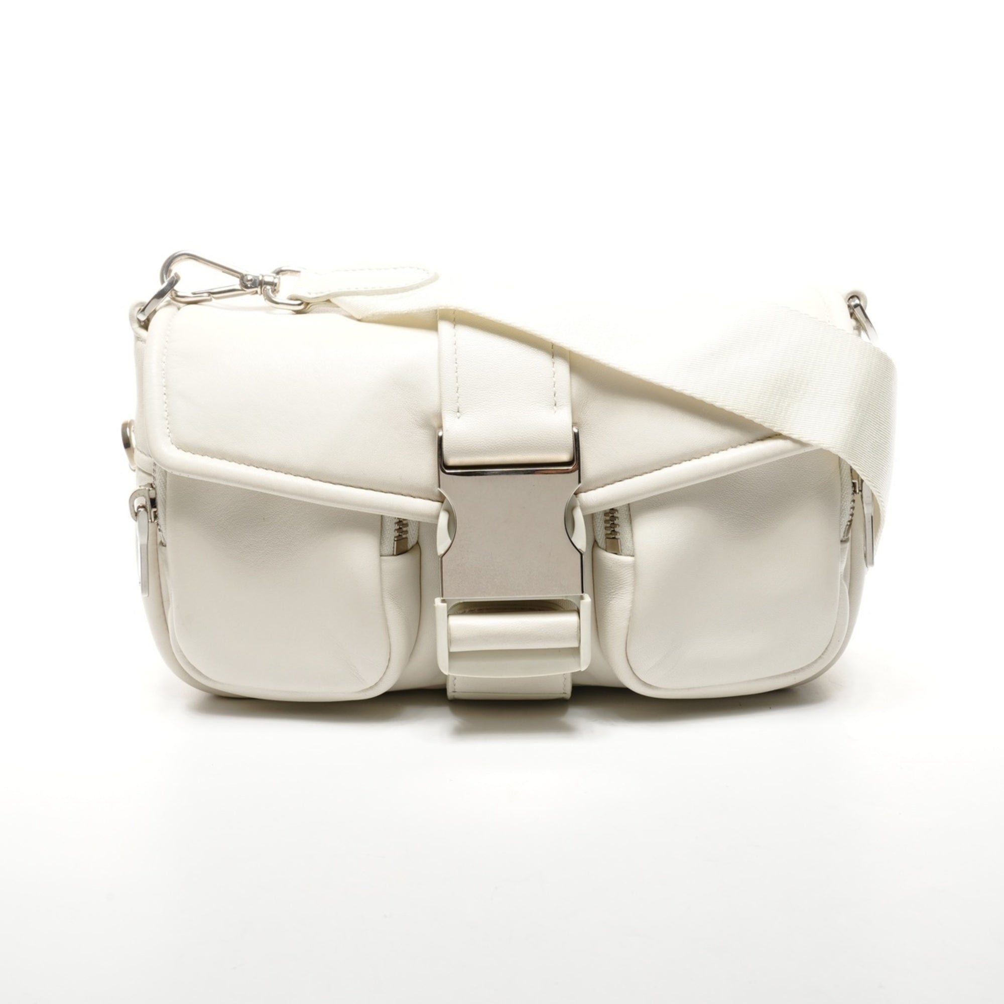 Prada White Nappa Leather Shoulder Bag (Pre-Owned)