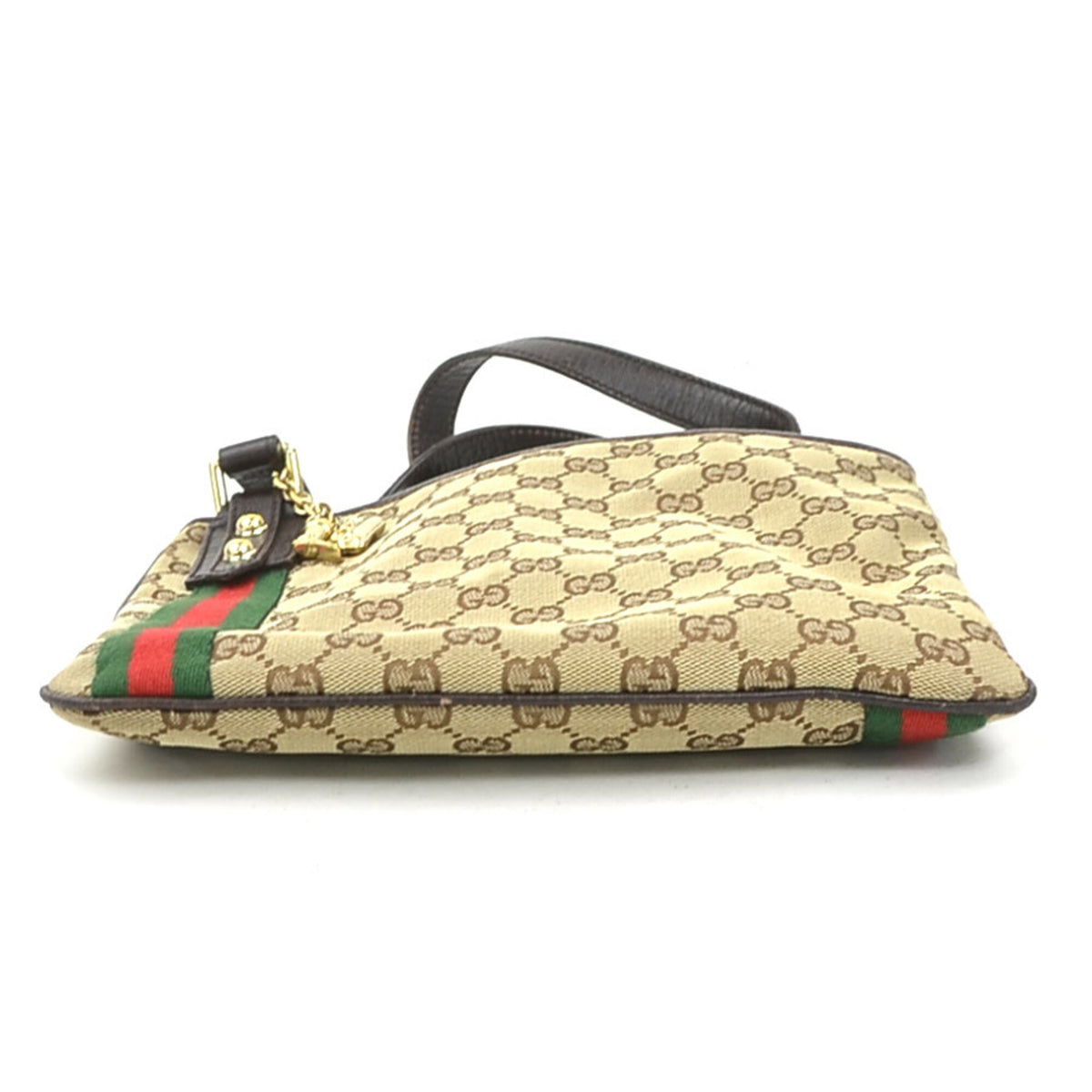 Gucci Brown Brown Gg Gg Canvas Leather Shoulder Bag (Pre-Owned)