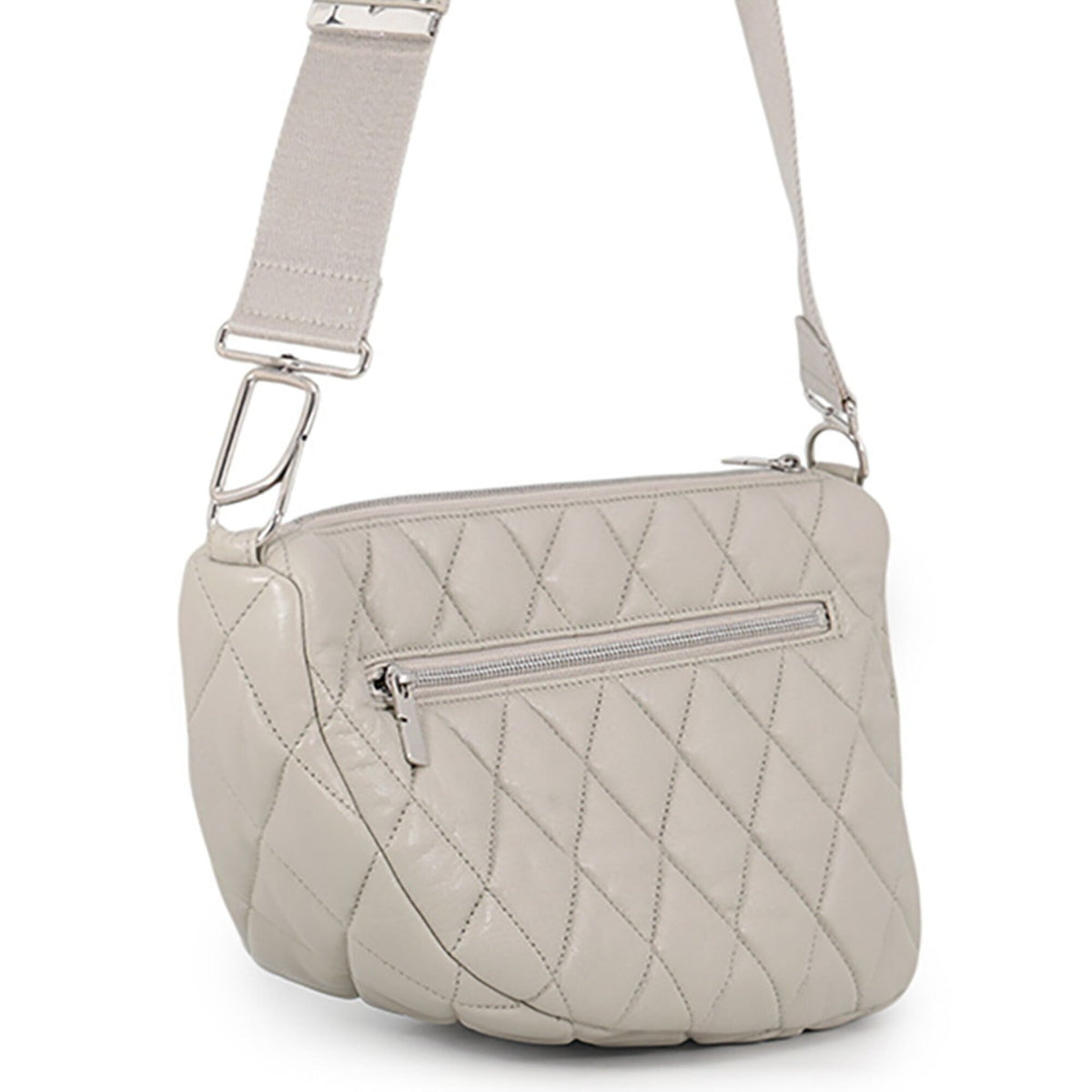Burberry Light Gray Leather Messenger Bag Shoulder Bag (Pre-Owned)