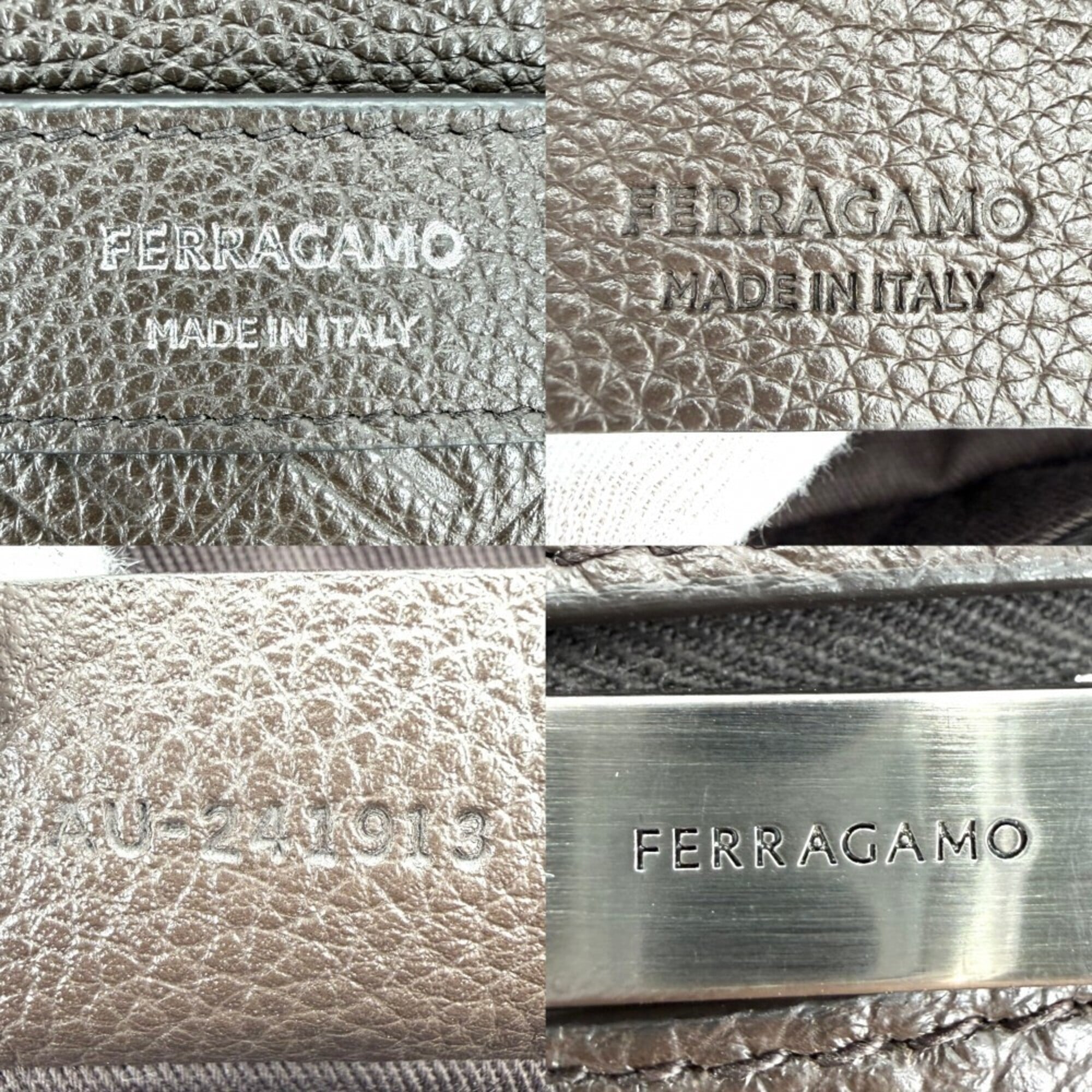Salvatore Ferragamo Brown Leather Clutch Bag Shoulder Bag (Pre-Owned)
