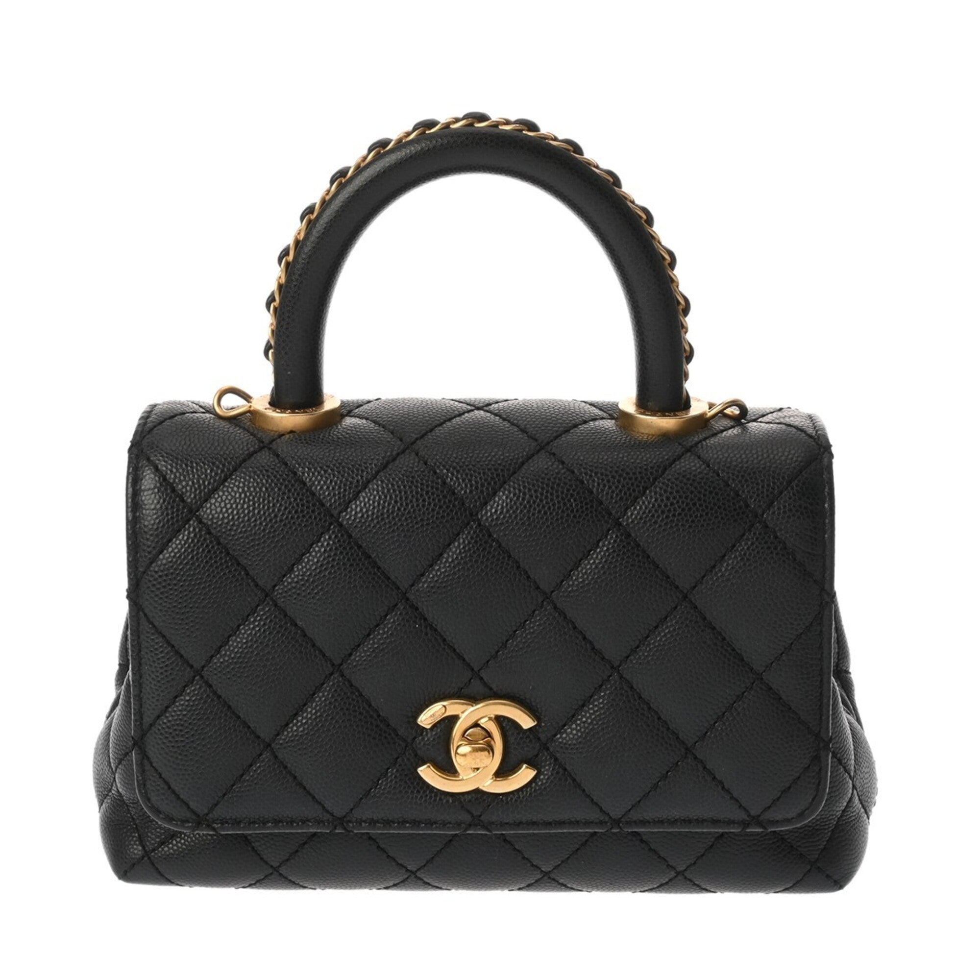 Chanel Black Grained Calfskin Handbag (Pre-Owned)