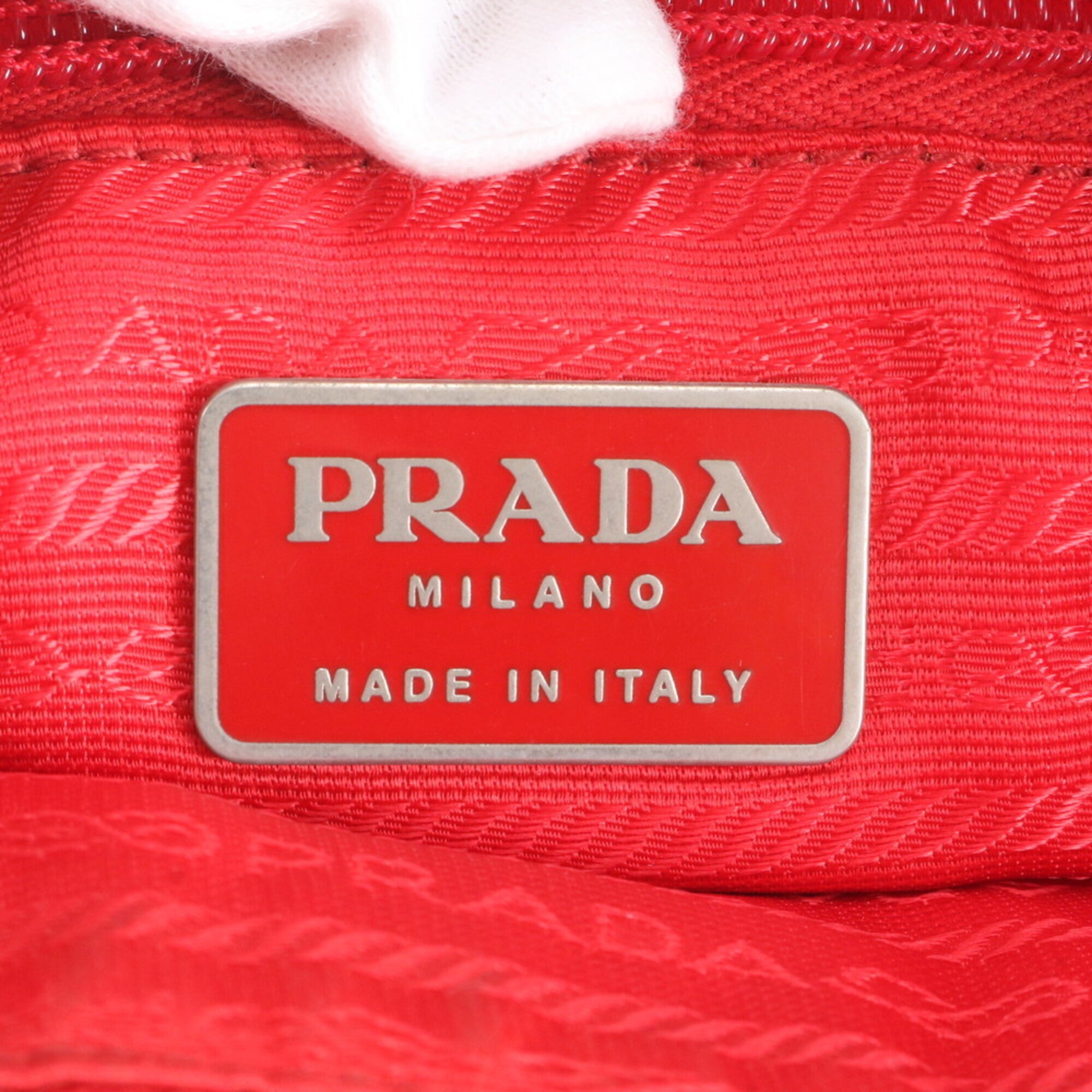 Prada Red Color Nylon Leather Messenger Bag Shoulder Bag (Pre-Owned)