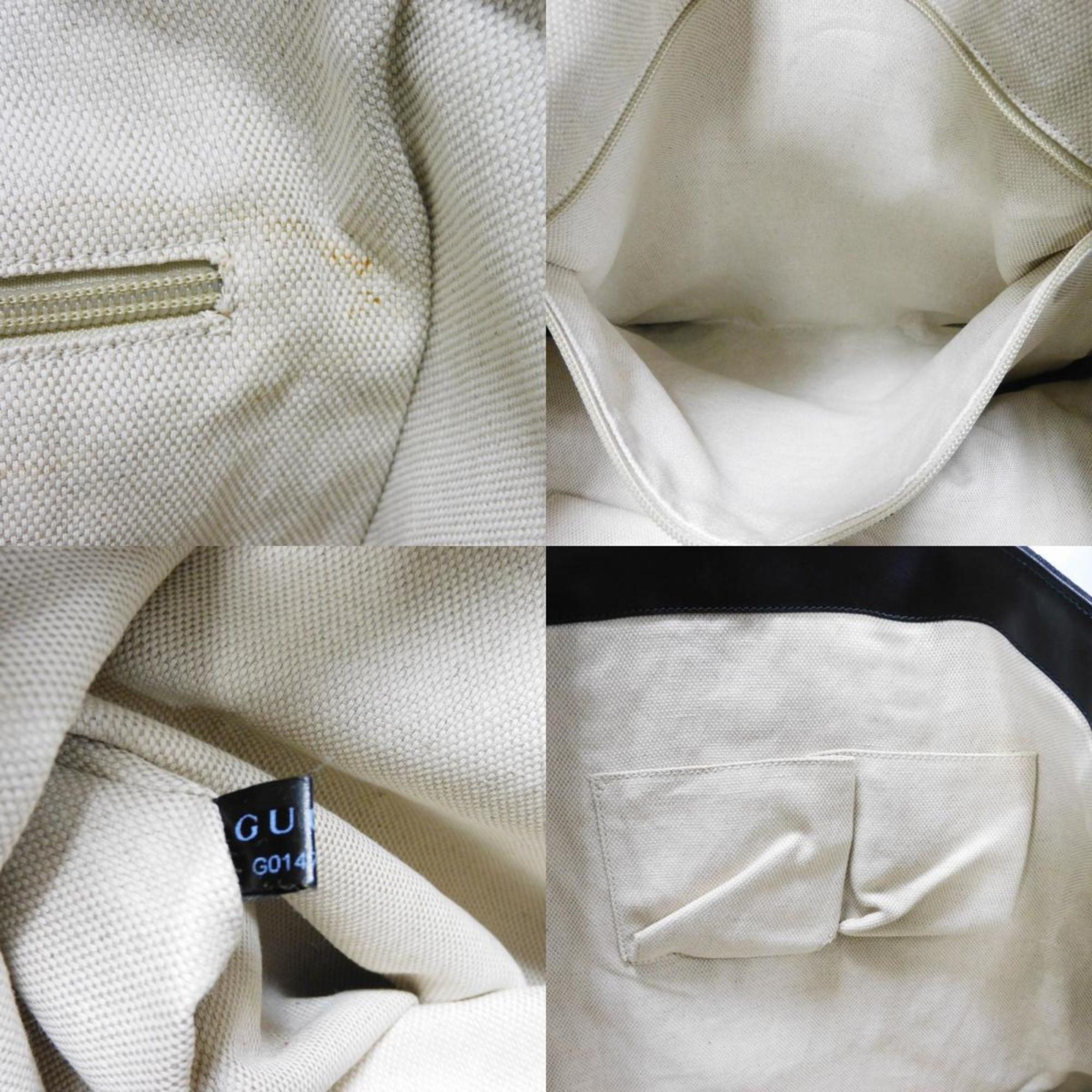 Gucci Black Gg Canvas Leather Shoulder Bag Tote Bag (Pre-Owned)