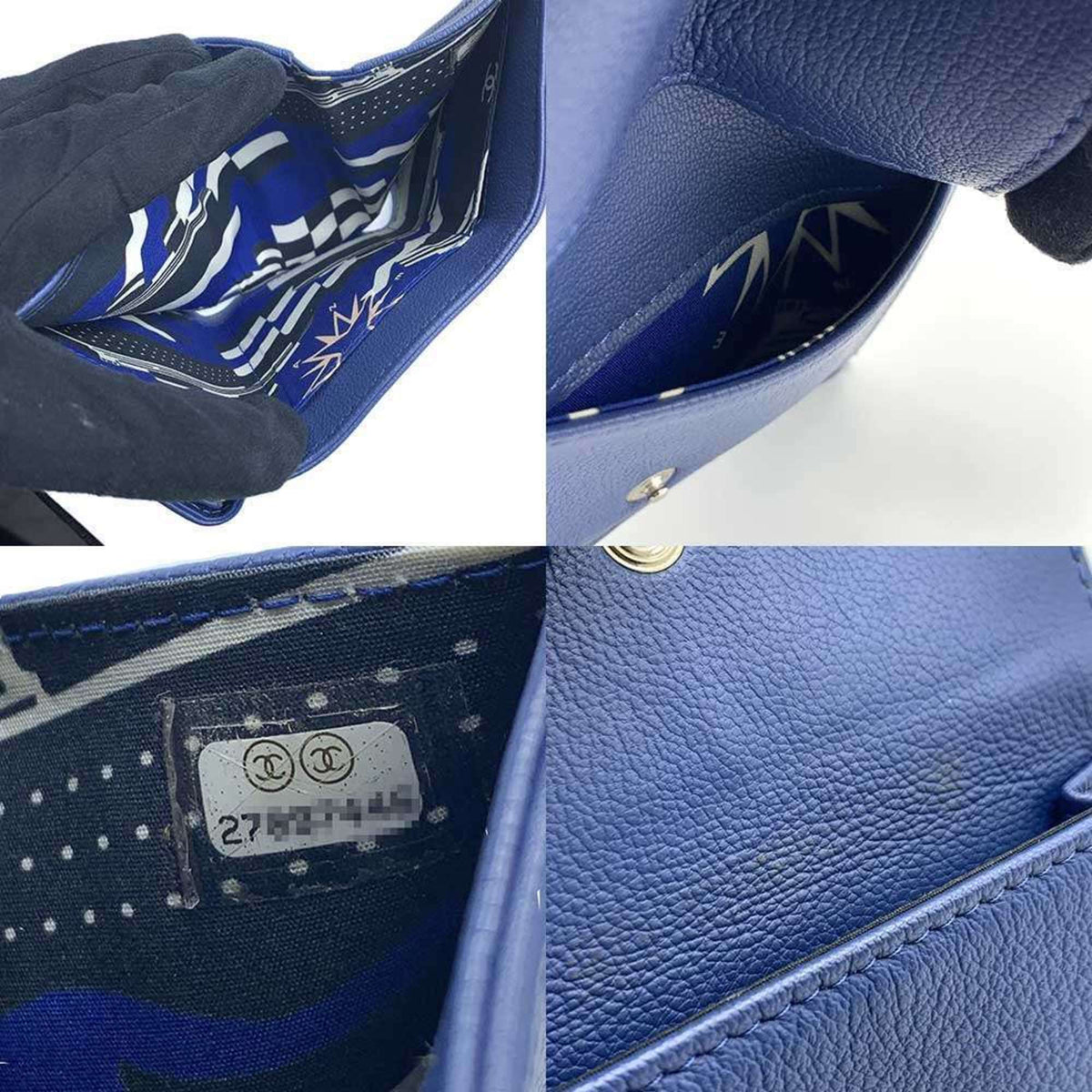 Chanel Navy Leather Wallet (Tri-Fold) (Pre-Owned)