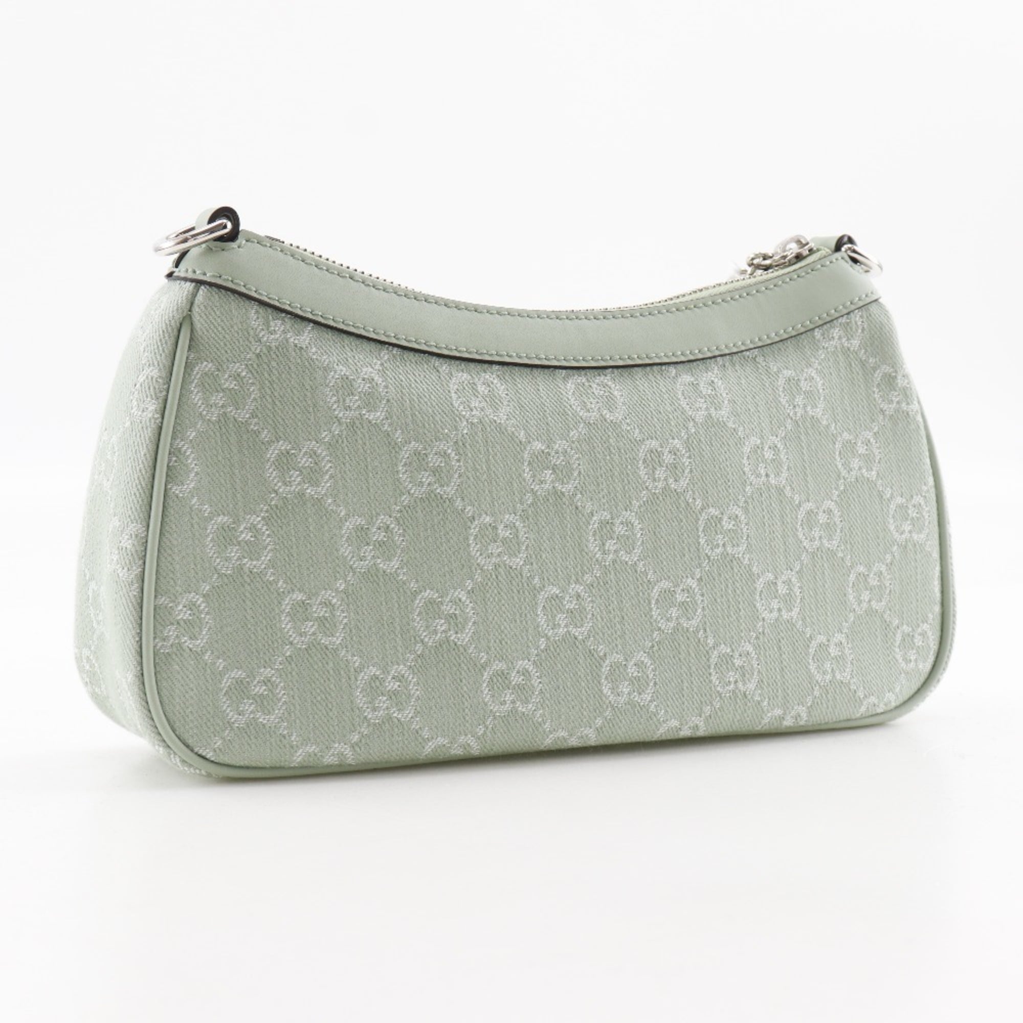Gucci Green Pale Green Gg Canvas Shoulder Bag (Pre-Owned)