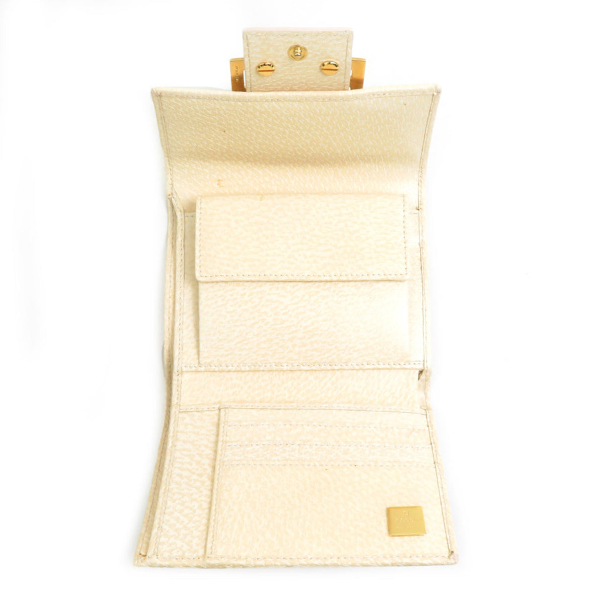 Fendi Beige Leather Wallet (Tri-Fold) (Pre-Owned)