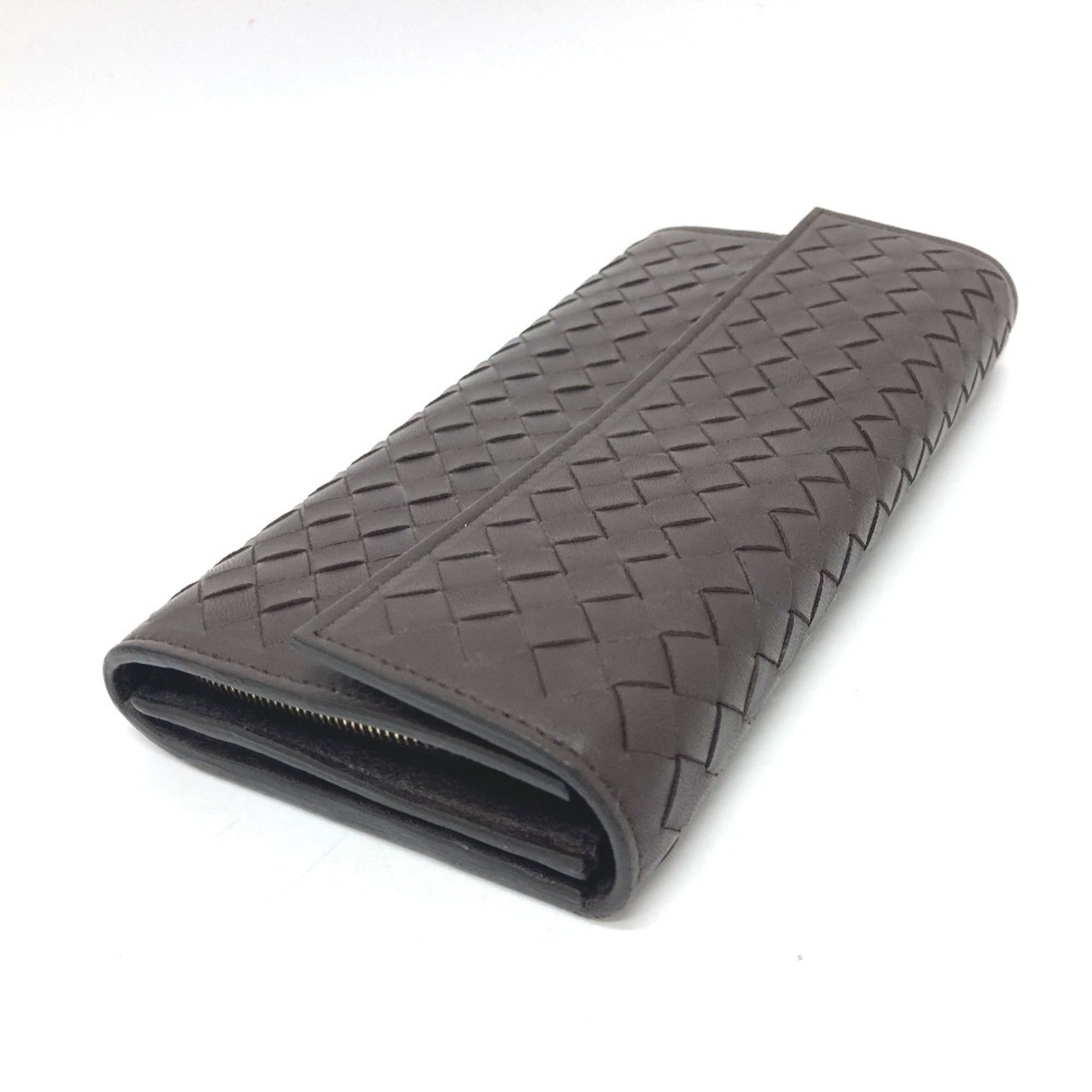 Bottega Veneta Intrecciato Brown Intrecciato Long Wallet (Bi-Fold) (Pre-Owned)