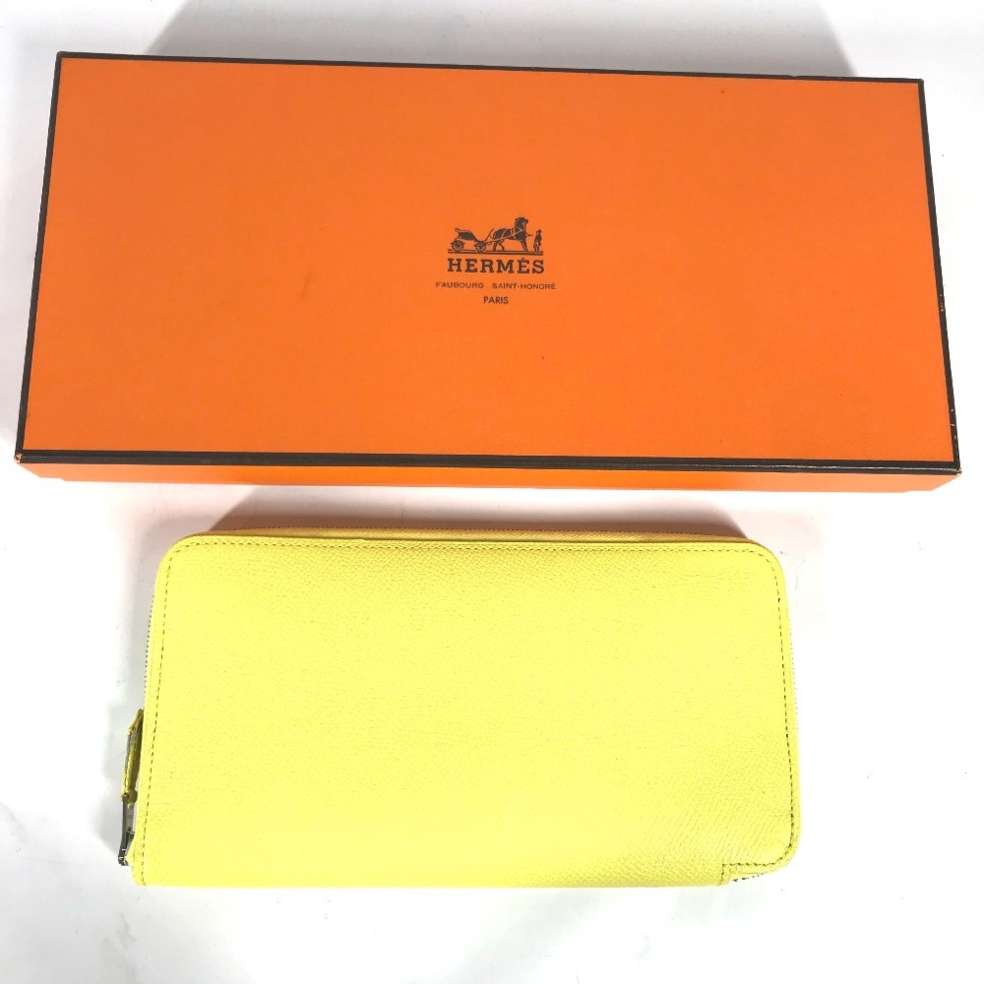 Hermes Silk'in Yellow Epsom Leather Long Wallet (Bi-Fold) (Pre-Owned)