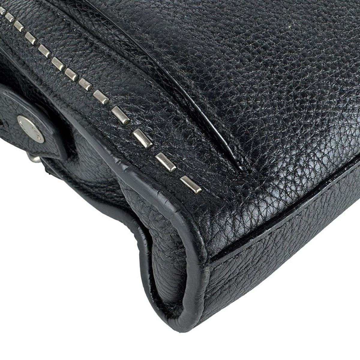 Fendi Black Leather Messenger Bag Shoulder Bag (Pre-Owned)