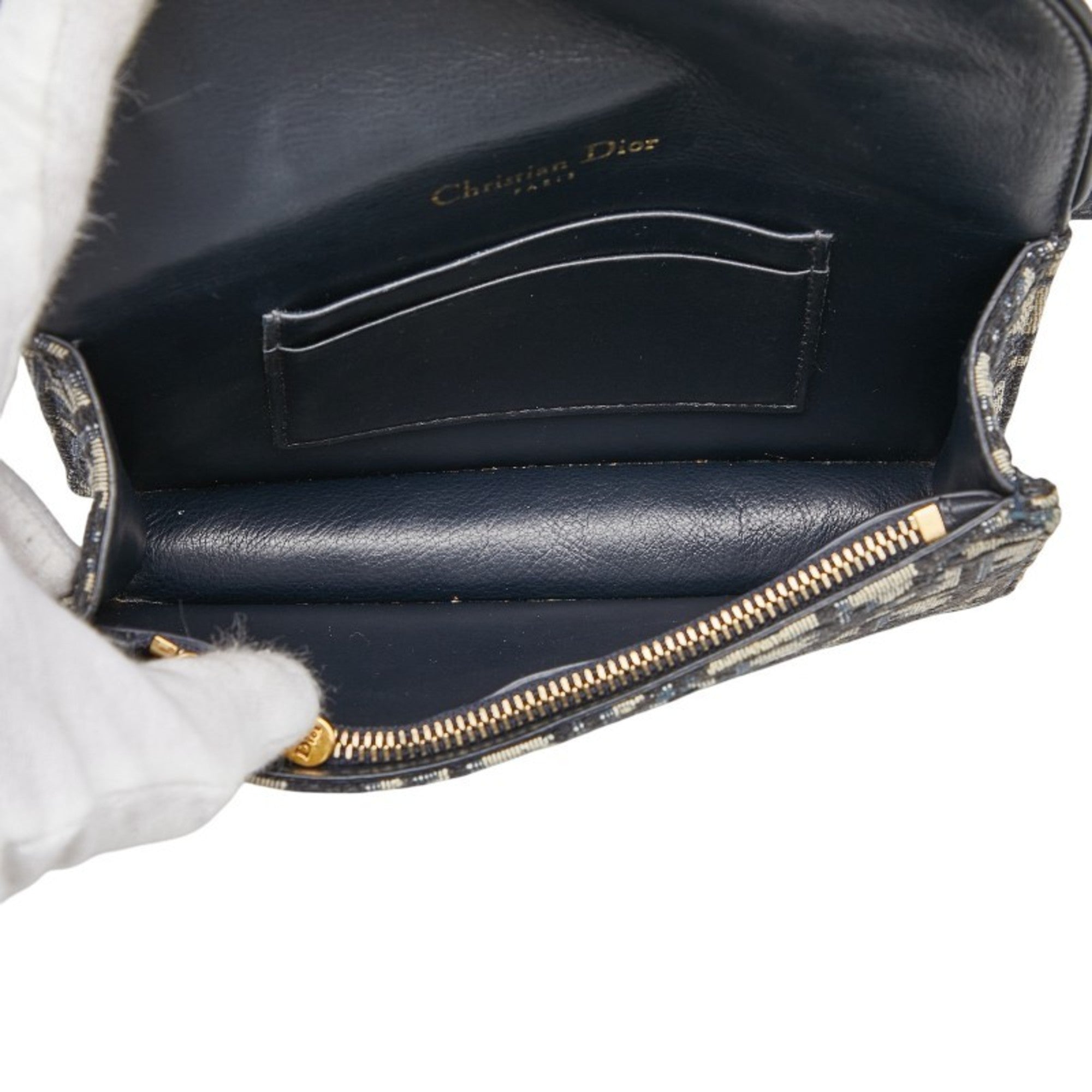 Christian Dior Beige Navy Canvas Leather Fanny Pack Sling Bag (Pre-Owned)