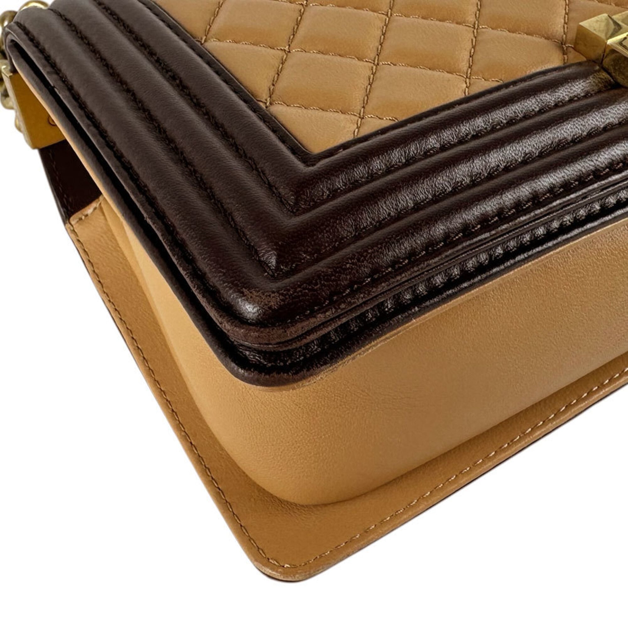 Chanel Beige Brown Leather Shoulder Bag (Pre-Owned)