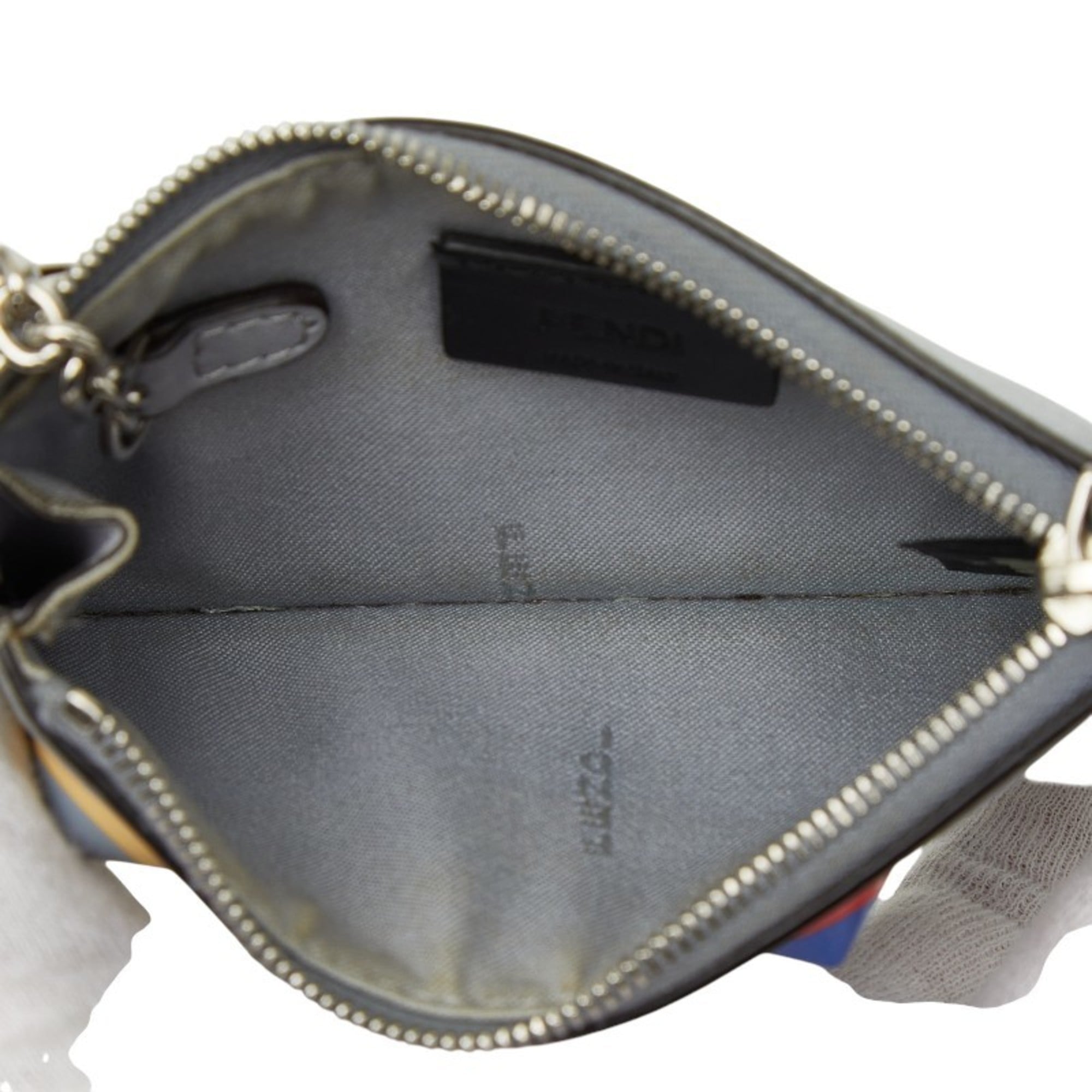 Fendi Gray Multi-Color Leather Coin Purse/Coin Case (Pre-Owned)