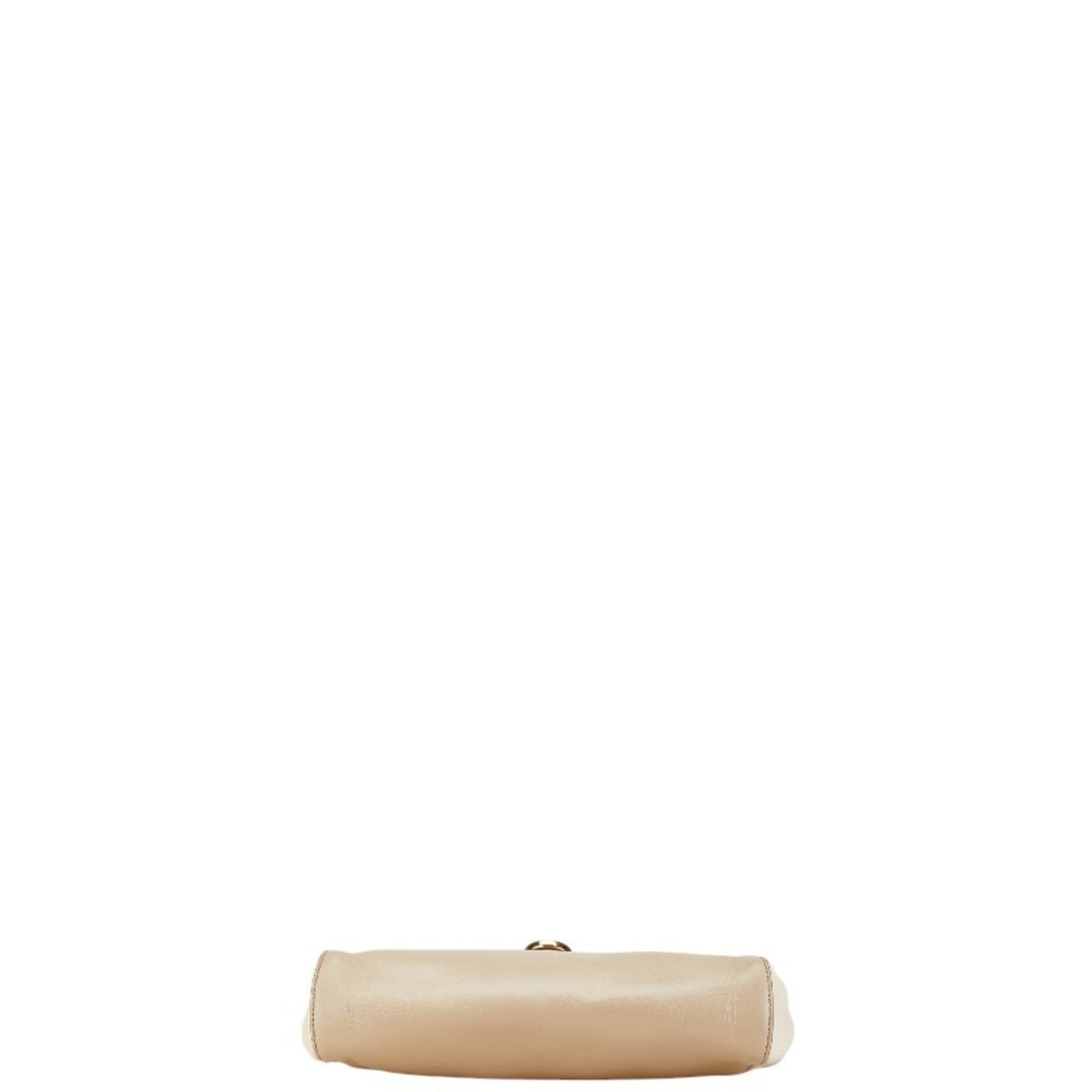 Salvatore Ferragamo Beige Brown Leather Shoulder Bag (Pre-Owned)