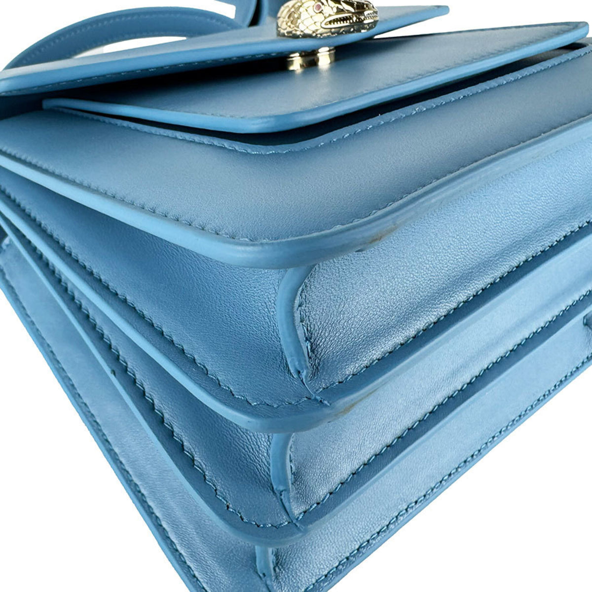 Bvlgari Blue Leather Handbag Shoulder Bag (Pre-Owned)