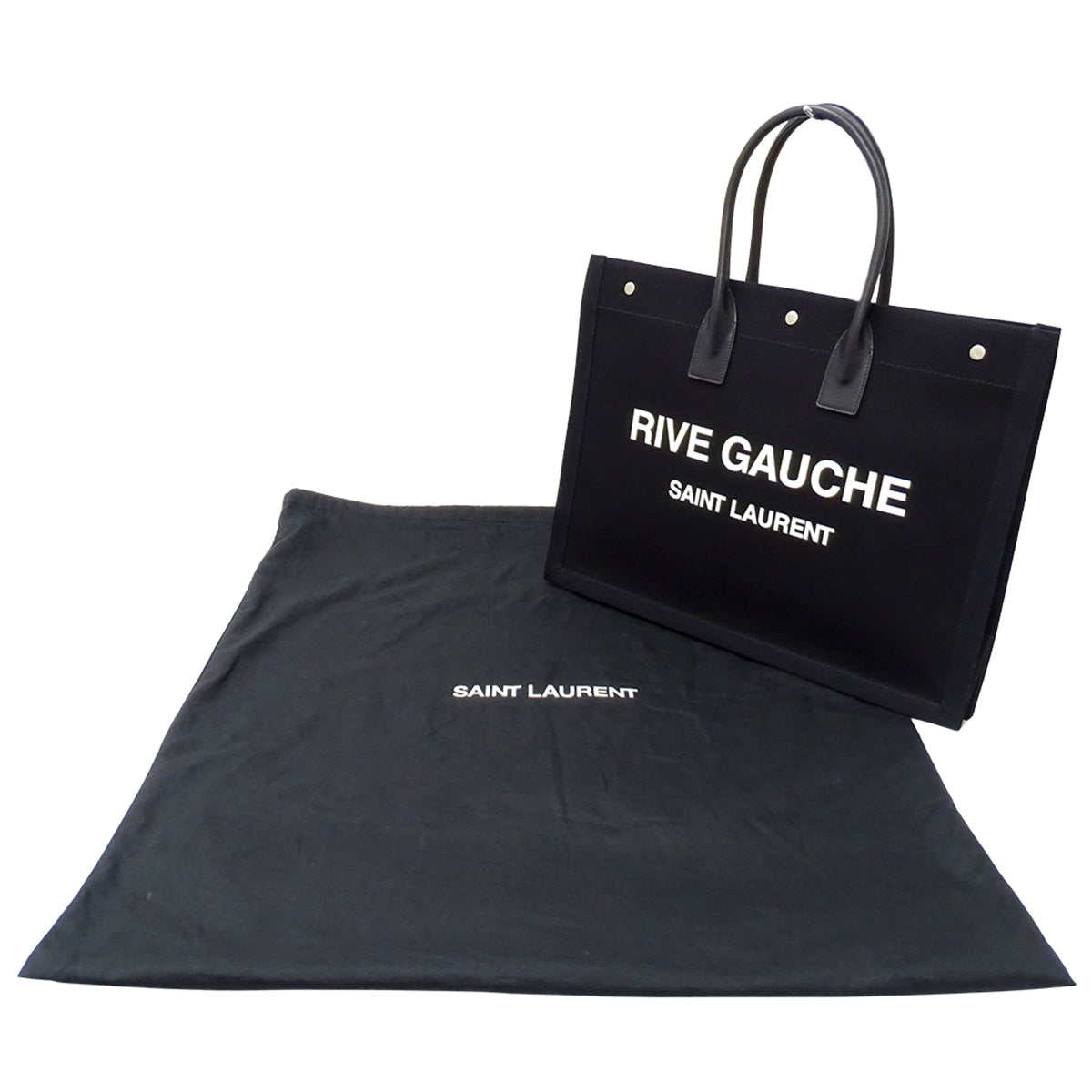 Saint Laurent Black Canvas Handbag Tote Bag (Pre-Owned)