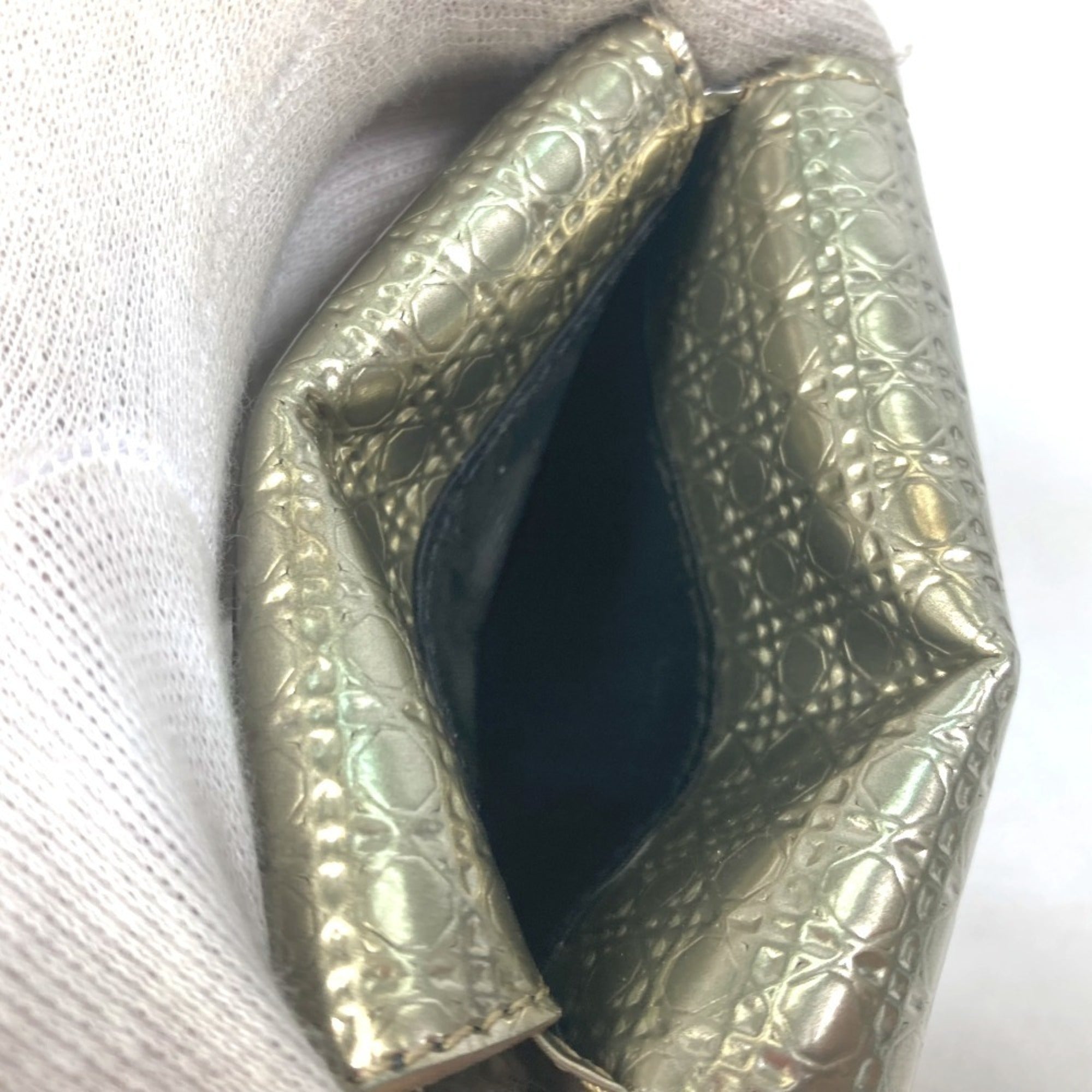 Christian Dior Gold Leather Wallet (Tri-Fold) (Pre-Owned)